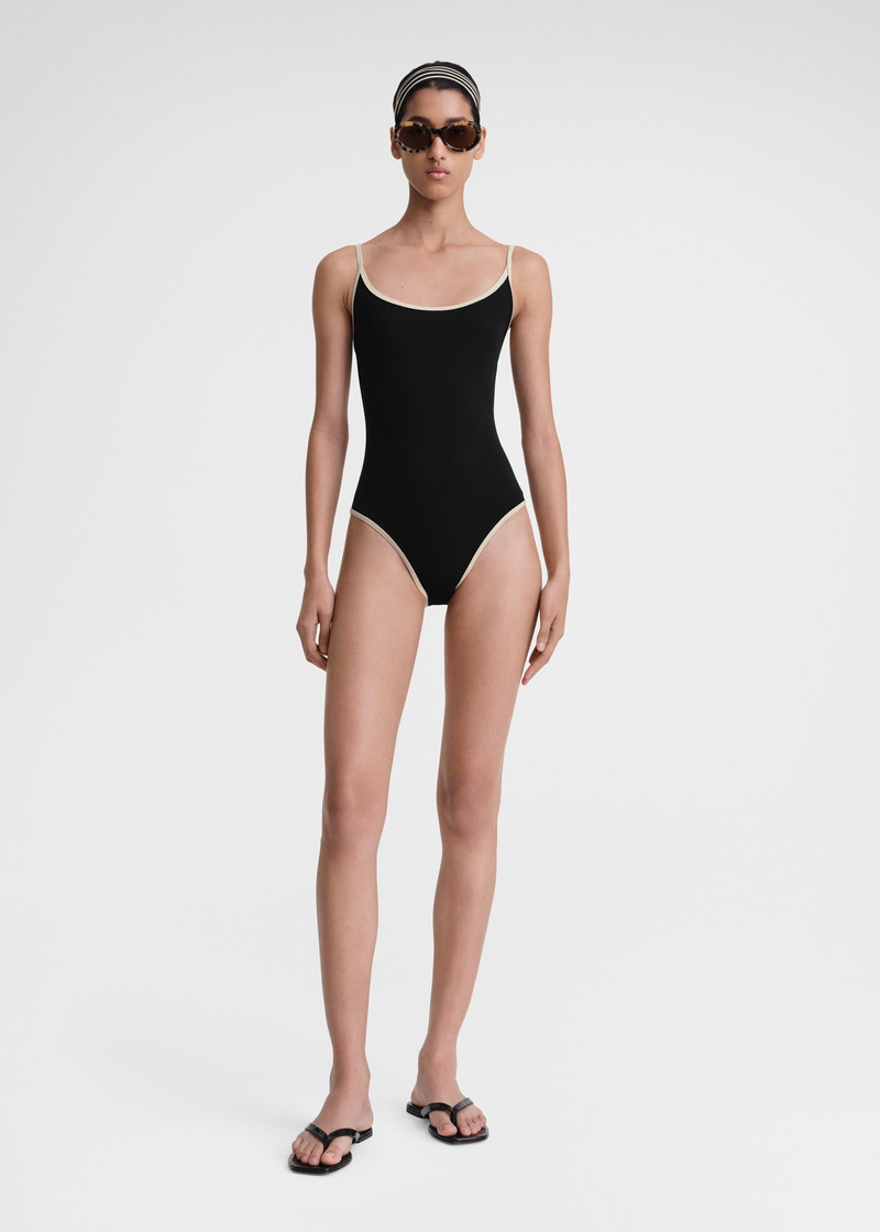 Totême Stripe edge swimsuit black outlook