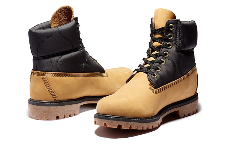 Timberland Premium 6 Inch Leather and Fabric Boots 'Wheat Nubuck with Black' A2QZR - 2