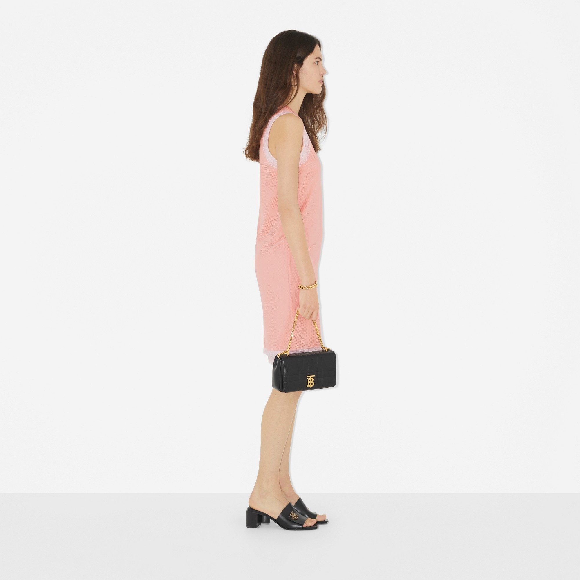 Sleeveless Lace Trim Mesh Dress - 3