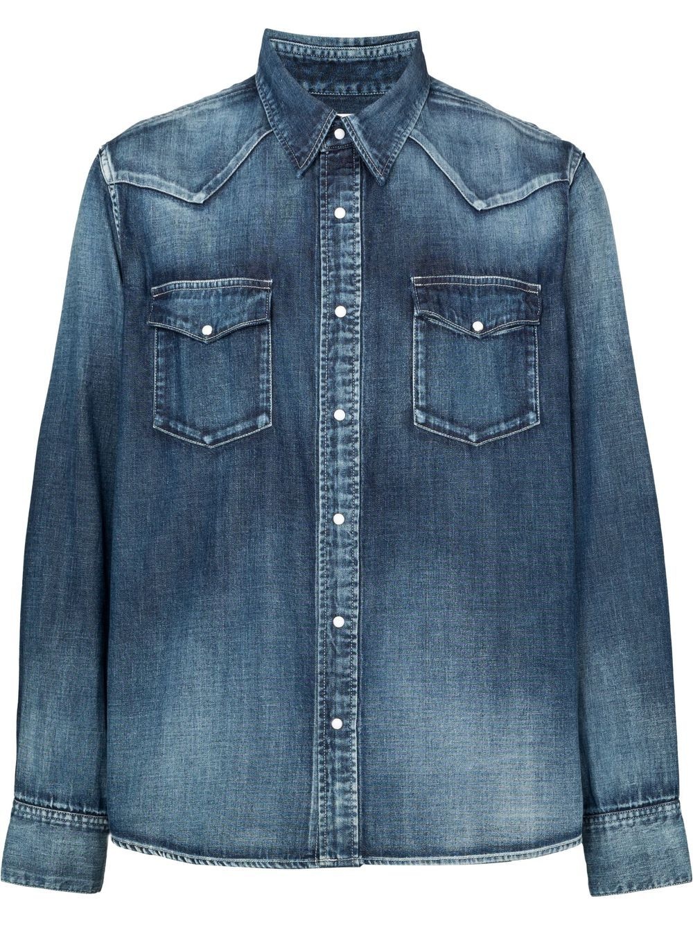 long-sleeved denim shirt - 1