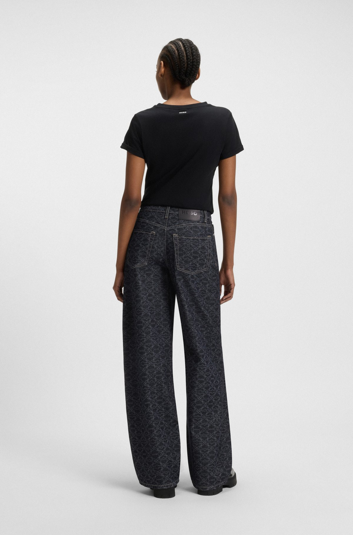 SUPER-WIDE-LEG JEANS IN MONOGRAM LASER-PRINT DENIM - 4