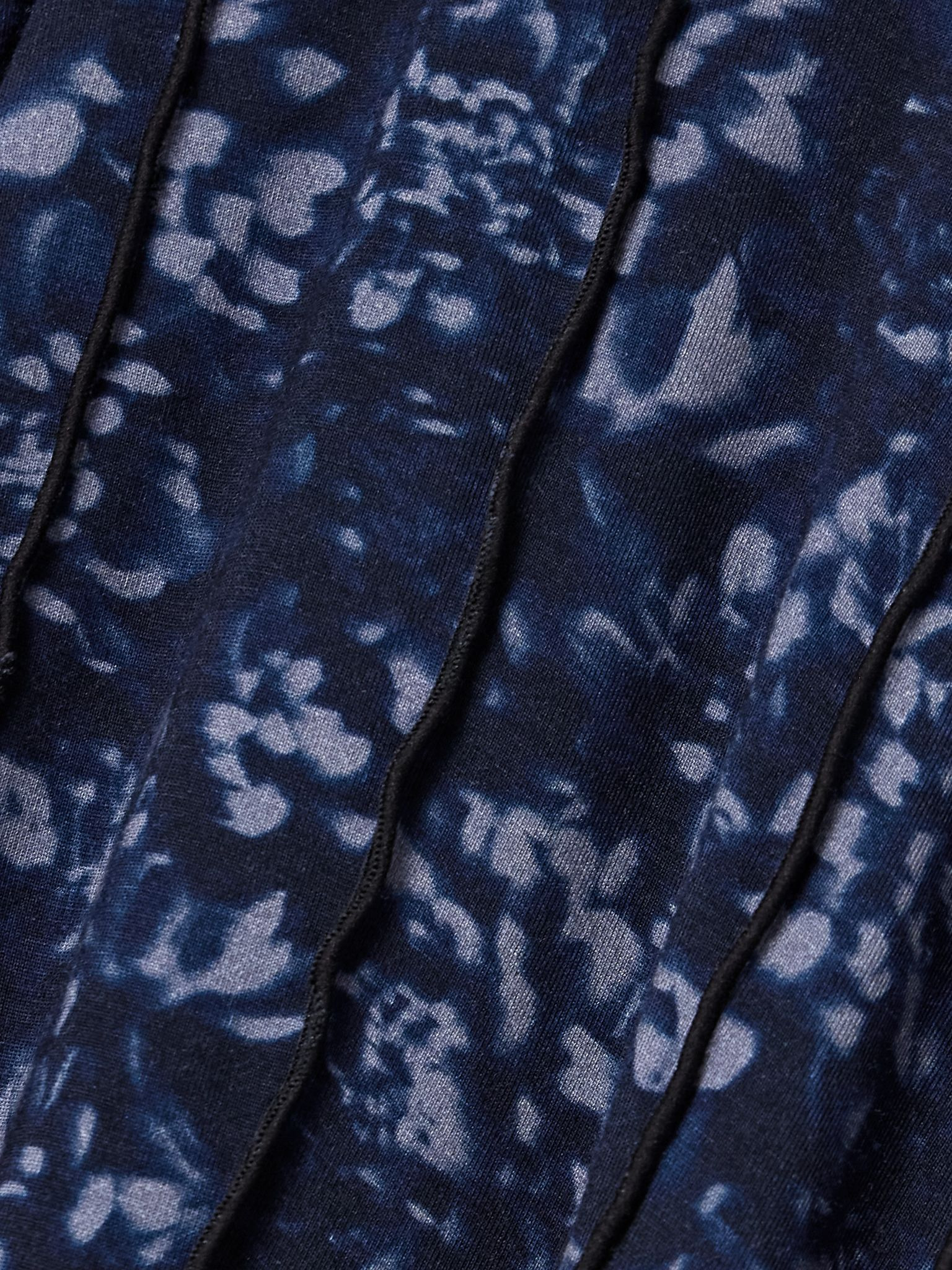 Valentina printed stretch-jersey turtleneck maxi dress Navy - 4