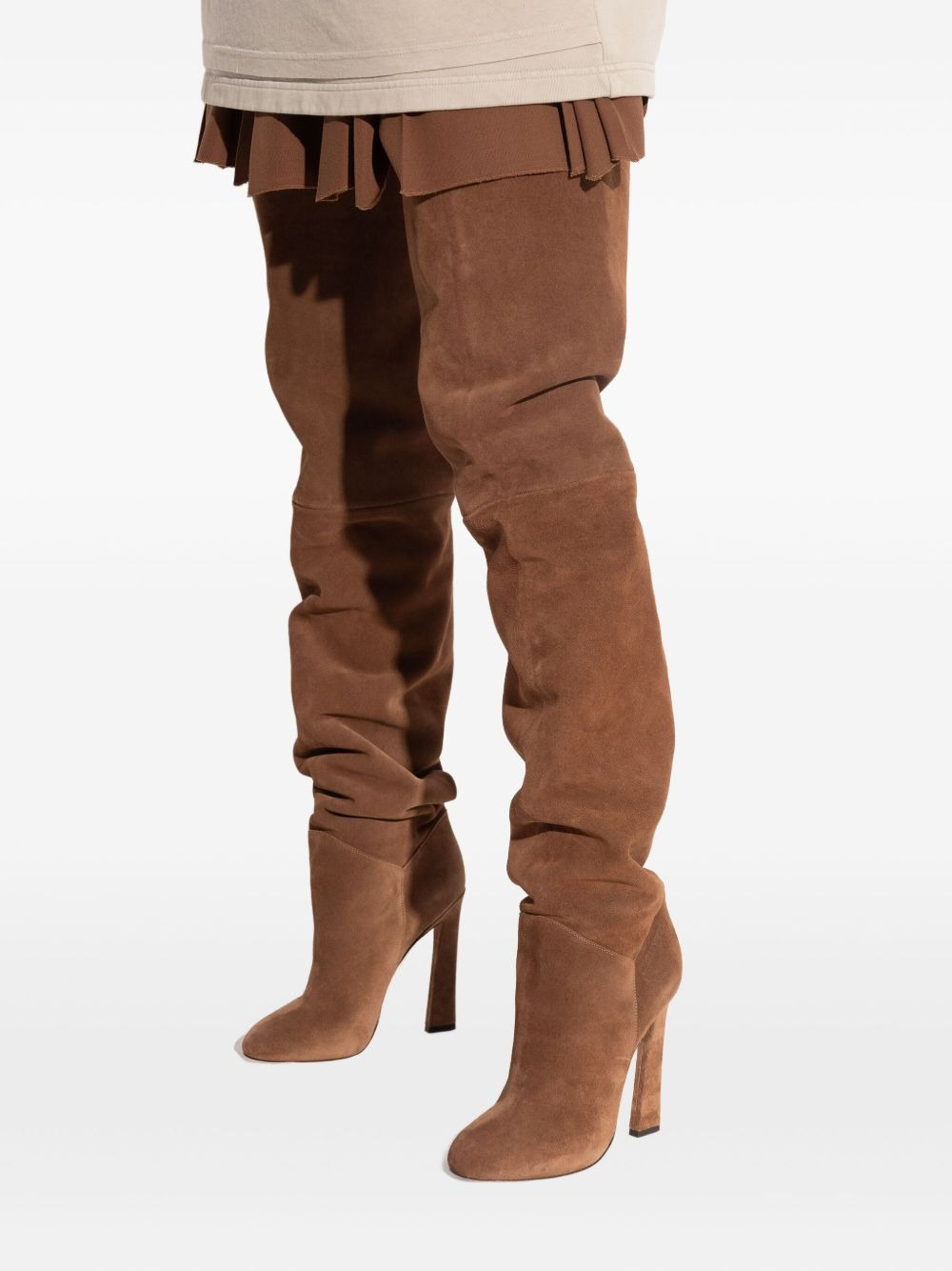 suede over-the-knee heeled boots - 4