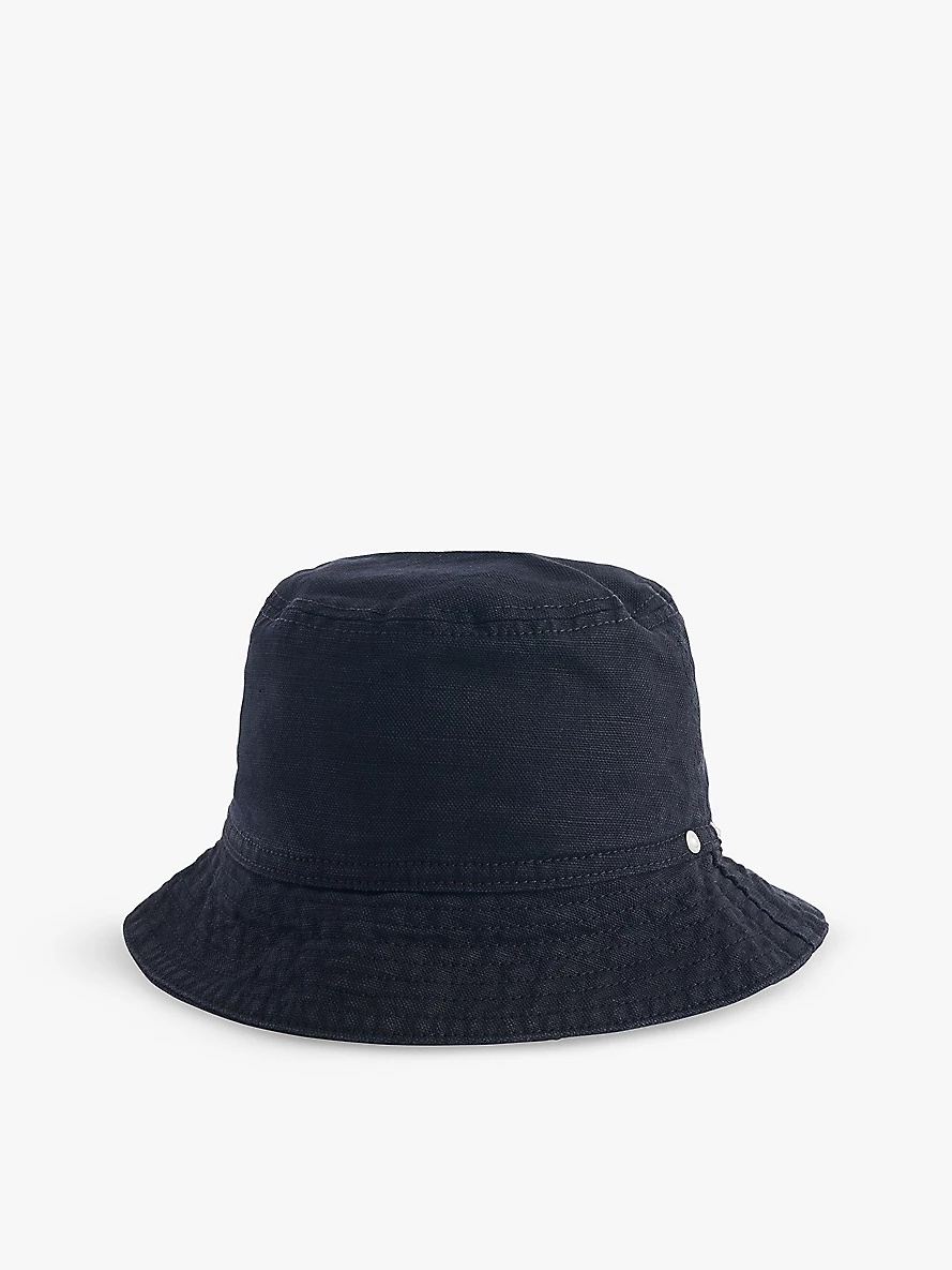 Walter logo-patch cotton and linen-blend bucket hat - 3