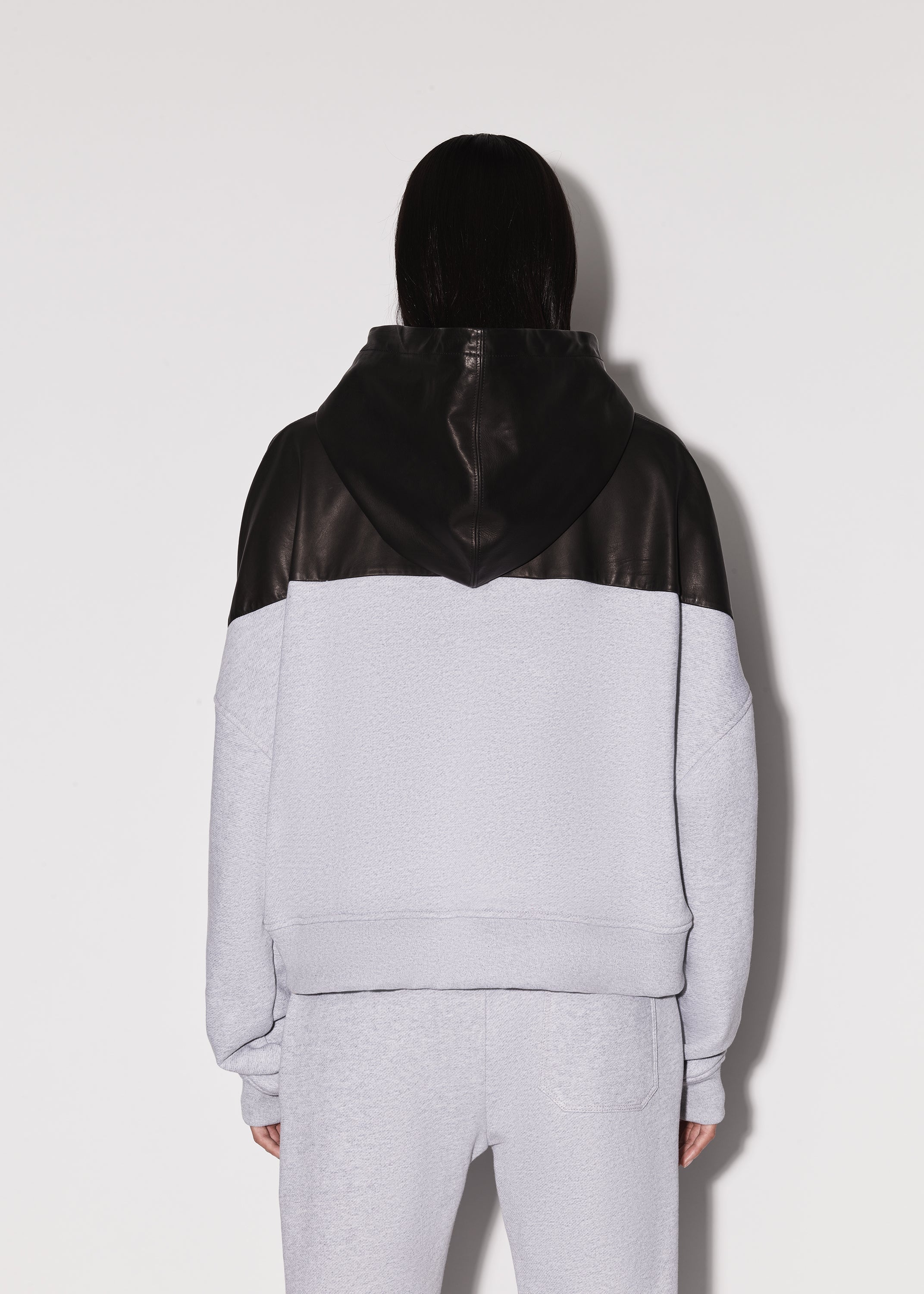 LEATHER HYBRID HOODIE - 5