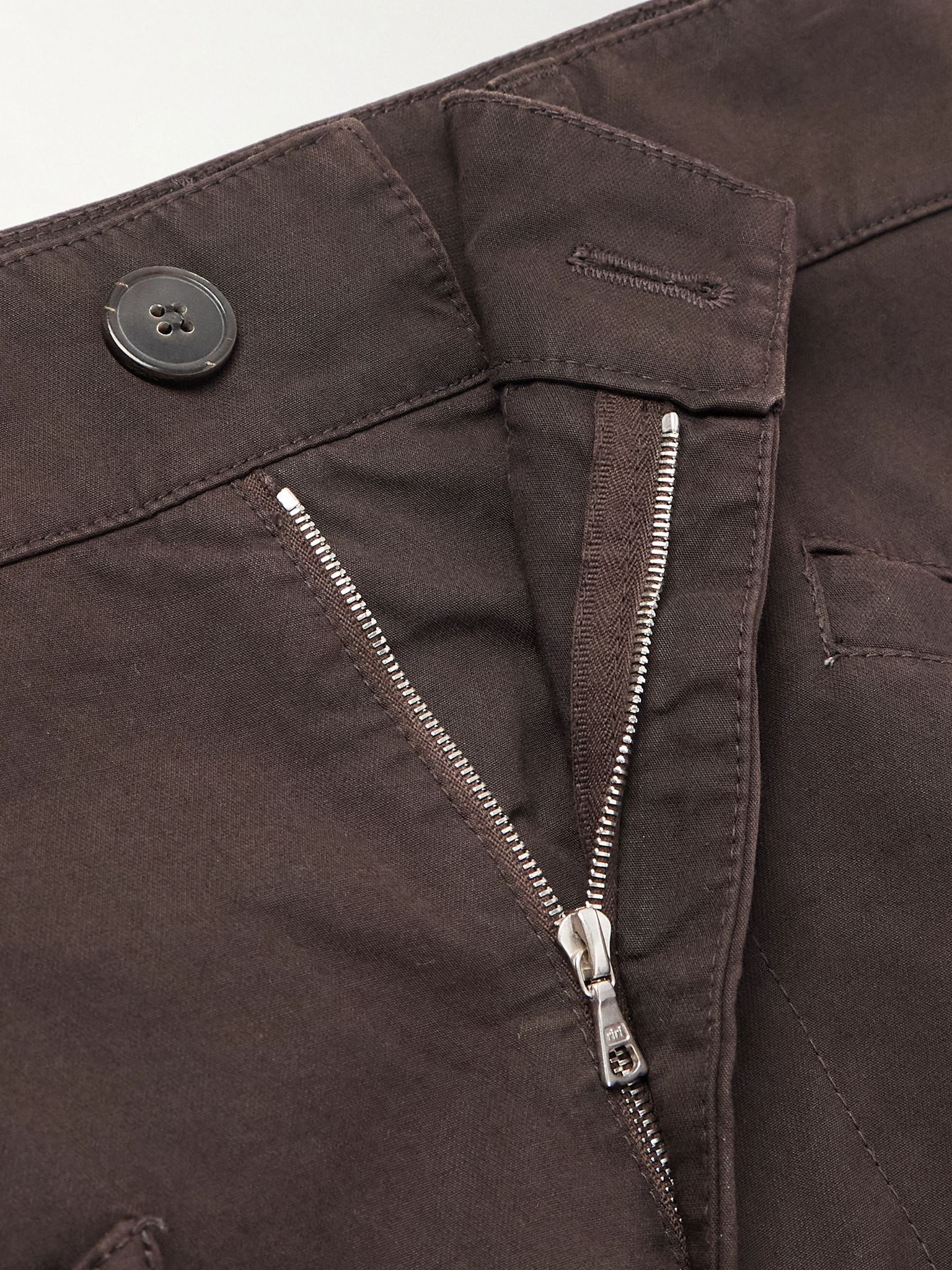 Straight-Leg Cotton Trousers Brown - 6