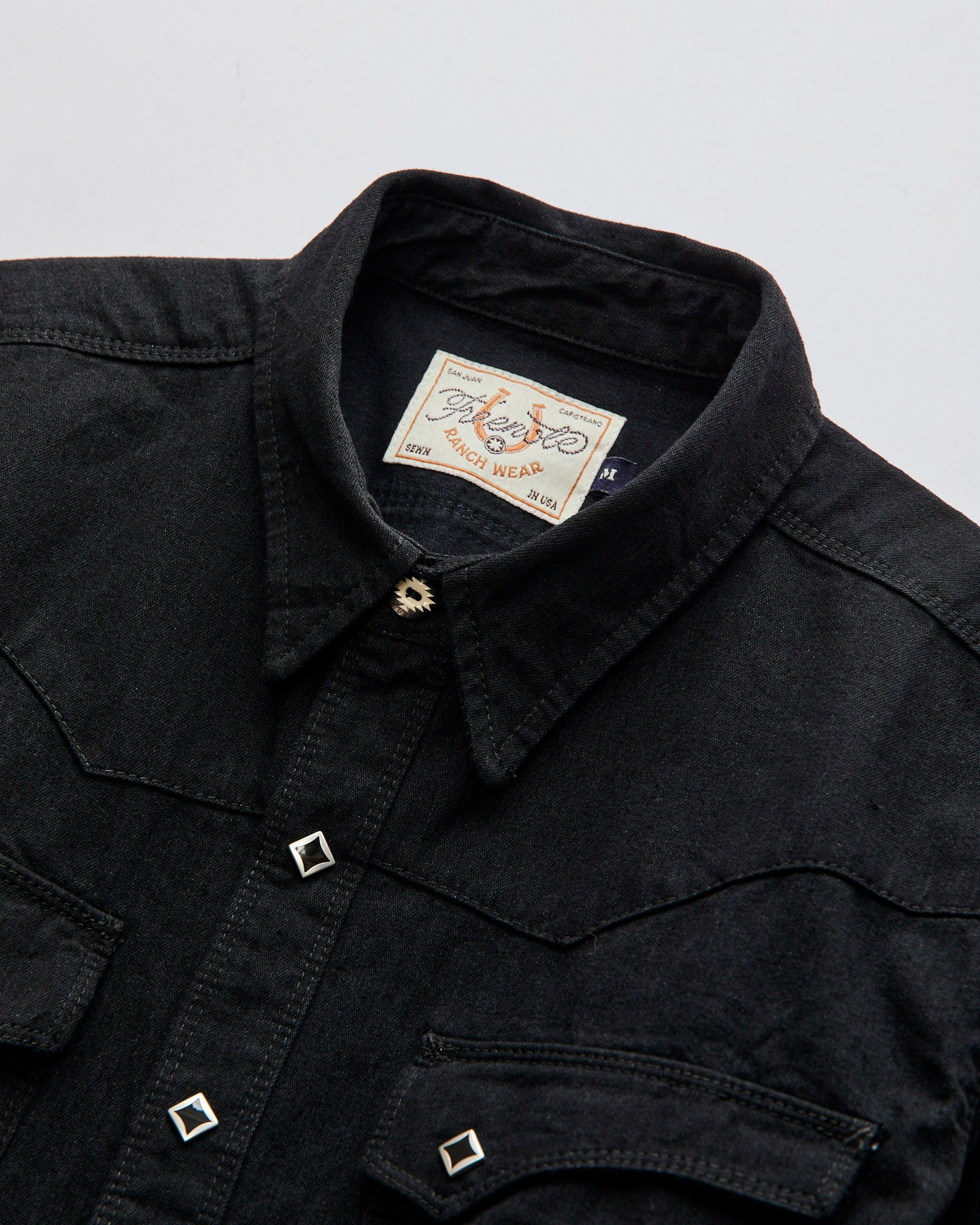 Calico Western Shirt in Black Denim - 3
