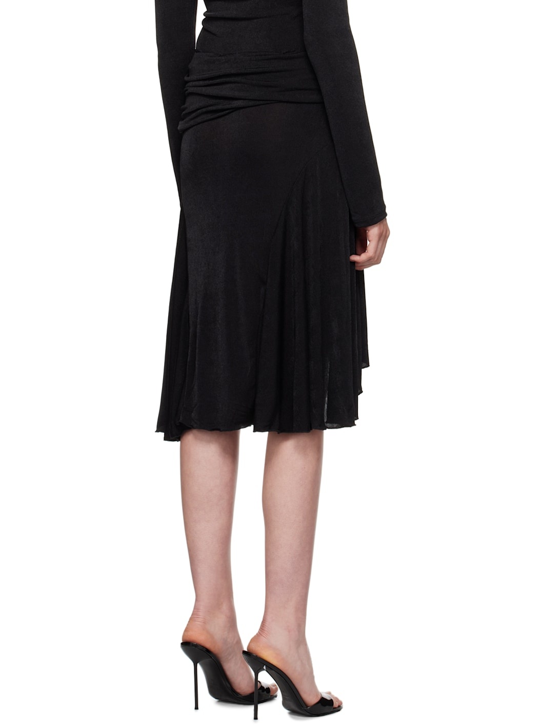 Black Ruched Midi Skirt - 3