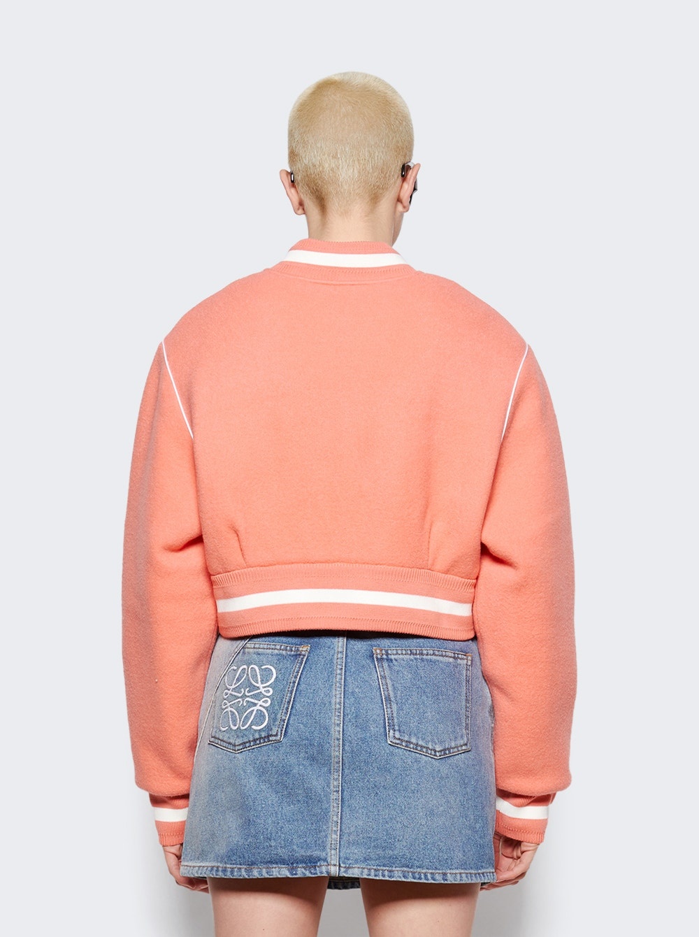 Cropped Bomber Varsity Jacket Coral - 5