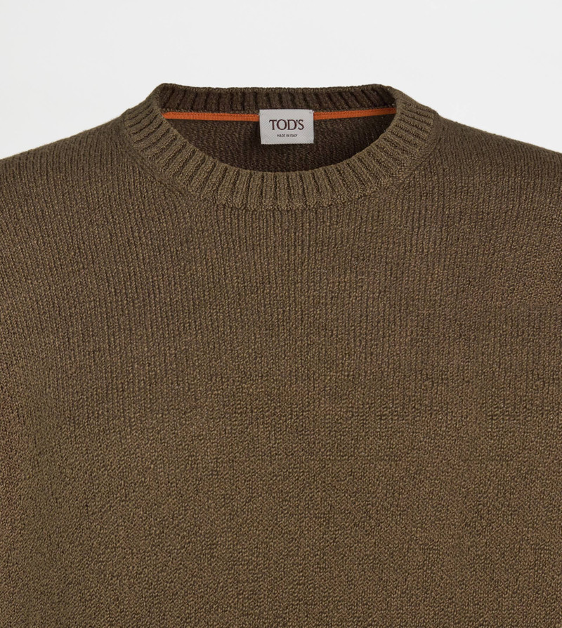 Tod's ROUND-NECK PULLOVER IN COTTON - GREEN outlook