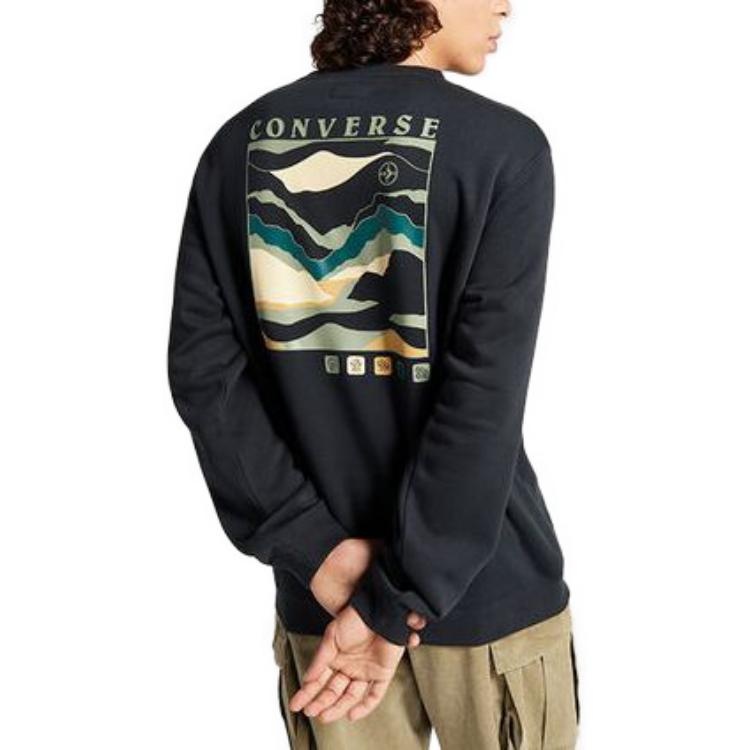 Converse All Star Winter Art Graphic Crew Sweatshirt 'Black' 10025632-A01 - 4