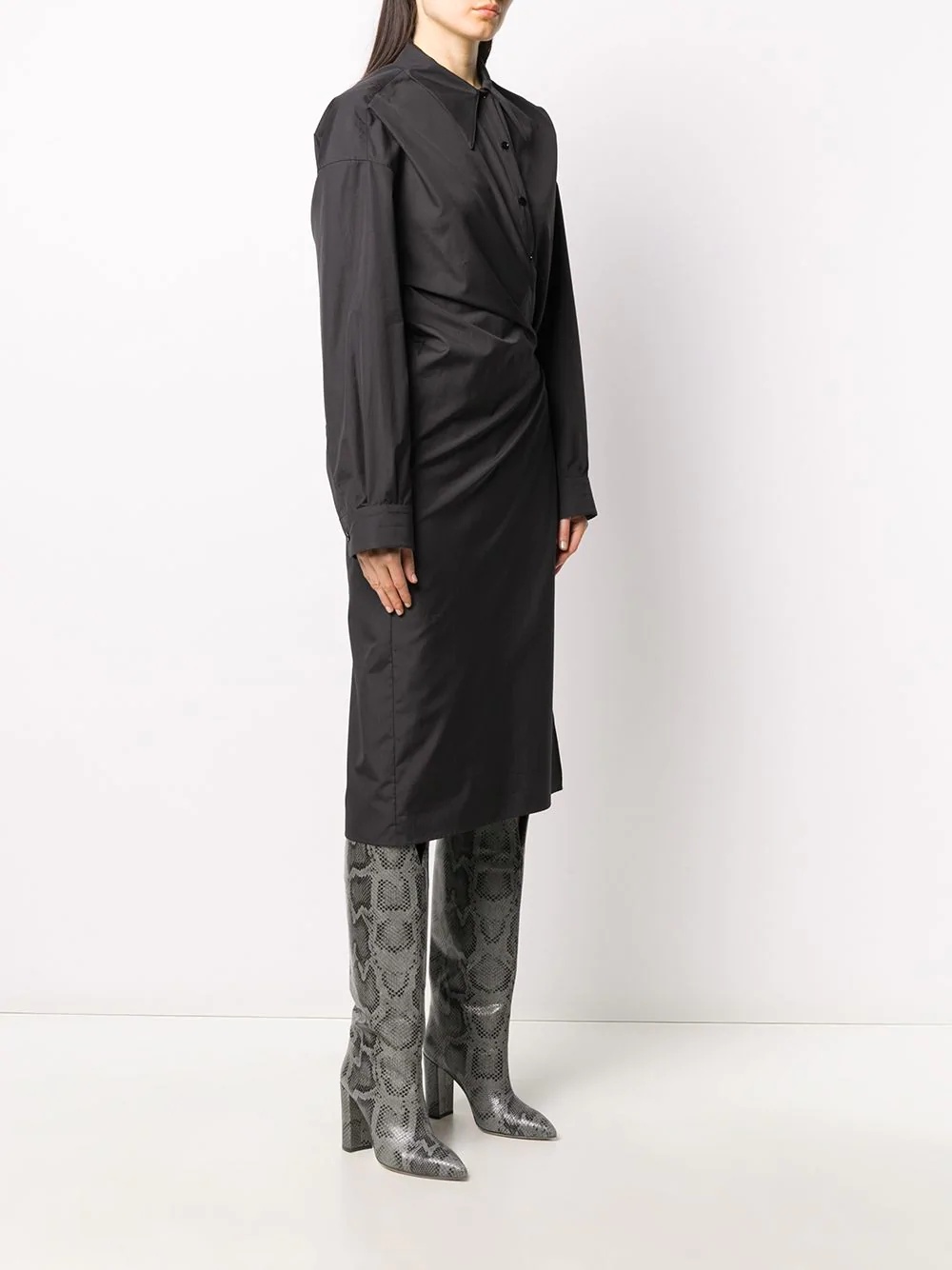 twisted plain shirt dress - 3