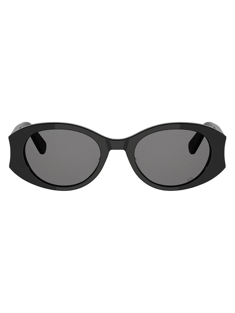 Women's DiorGlow B3I 51MM Tortoiseshell Oval Sunglasses - Shiny Black Smoke 1