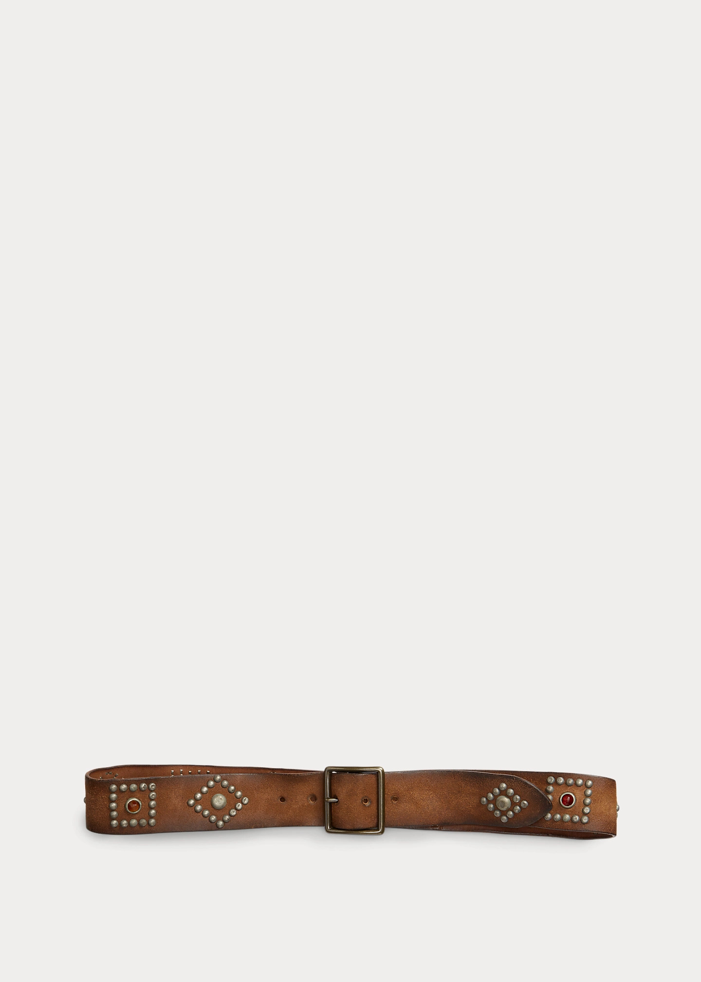 Studded Roughout Leather Belt - 2