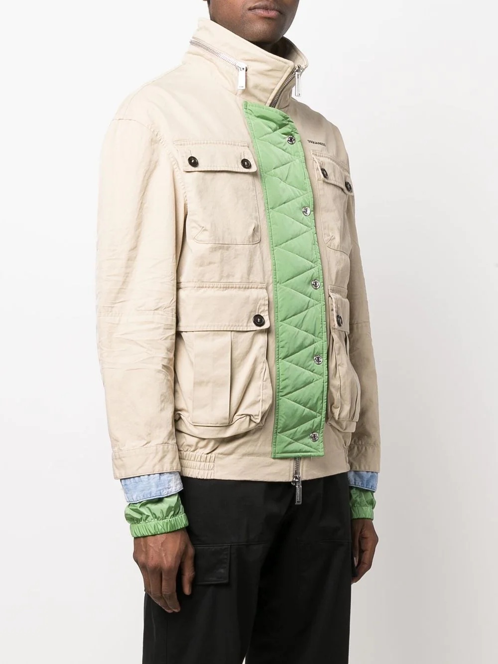 logo-print quilted jacket - 3