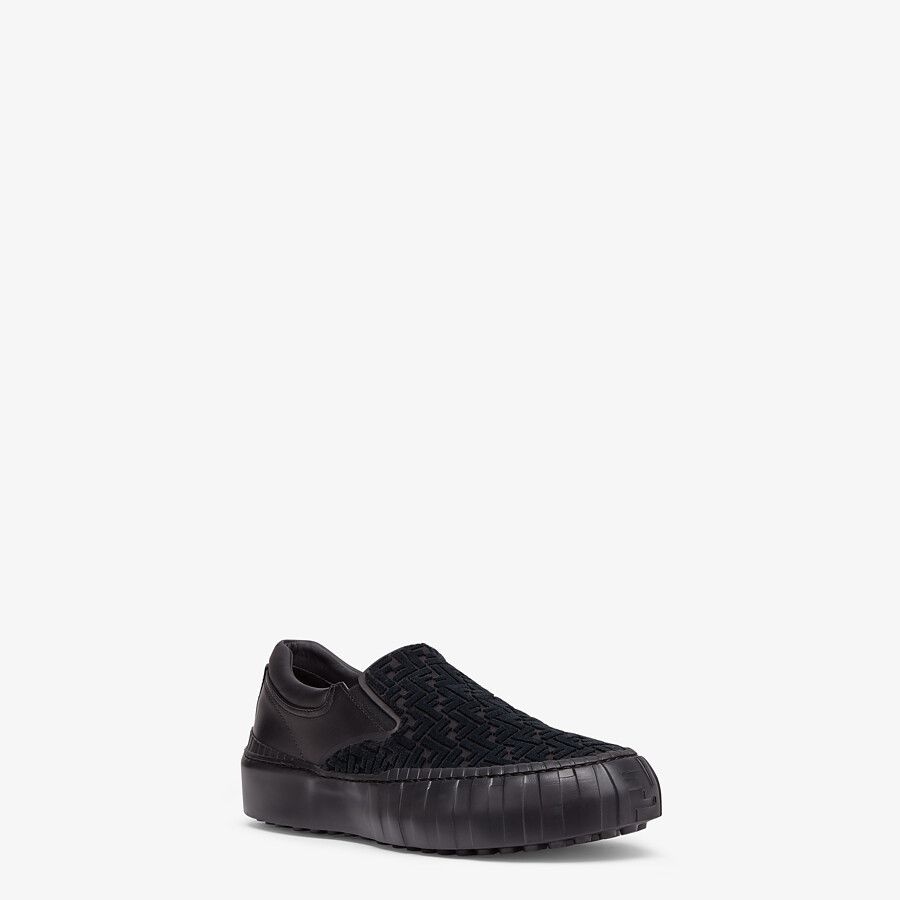 Black fabric slip-ons - 2