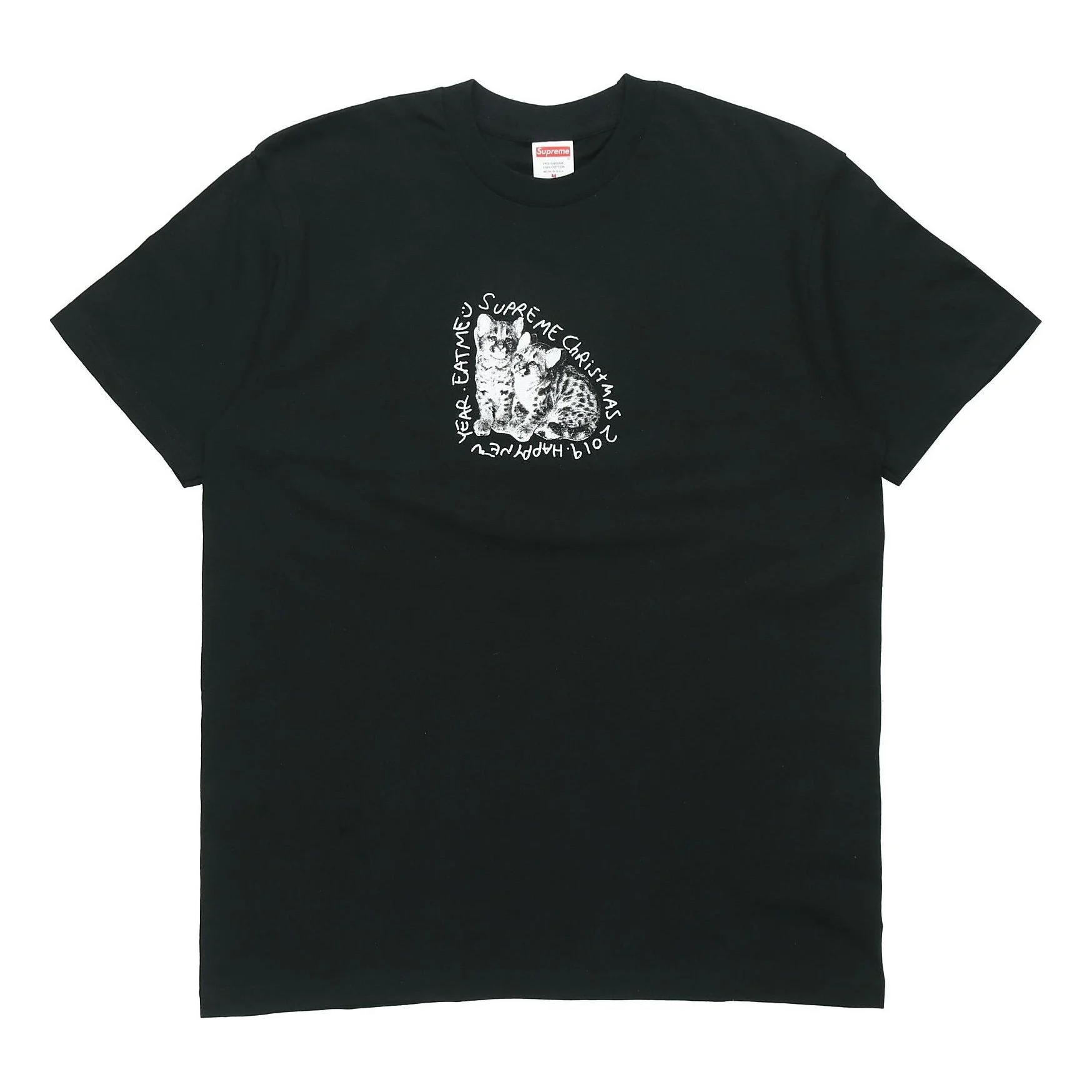 Supreme FW19 Week 17 Eat Me Tee Kitten Printing Short Sleeve Unisex Black SUP-FW19-10916 - 1