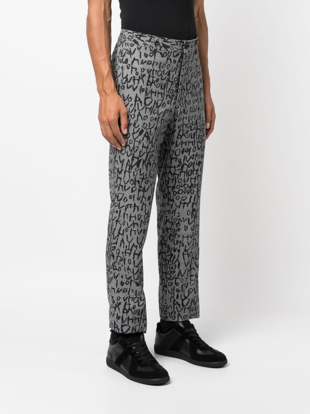 plaid-check jacquard straight-leg trousers - 3