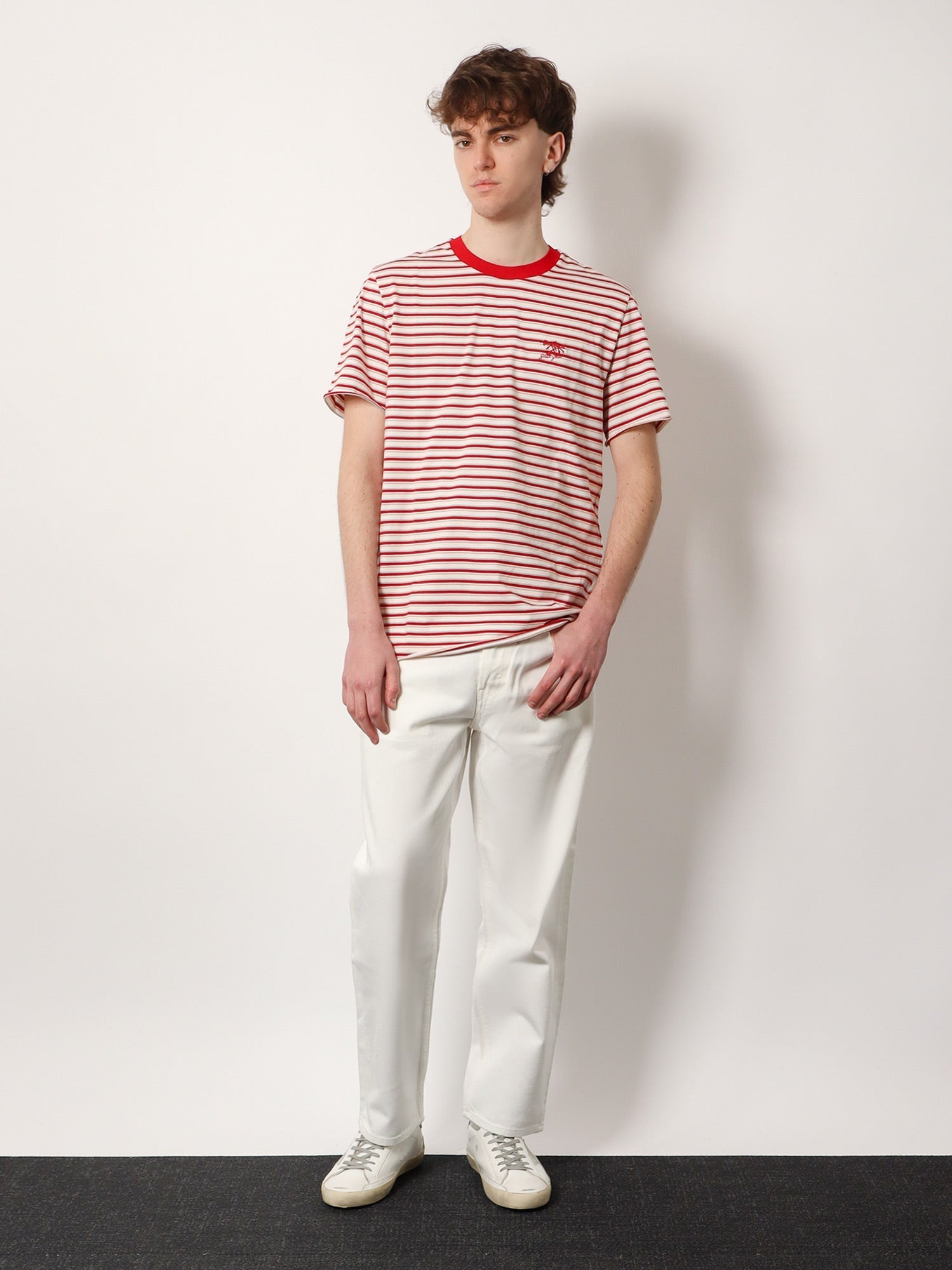 Golden Goose Deluxe Brand Men Striped Cotton T-Shirt With Logo - 2