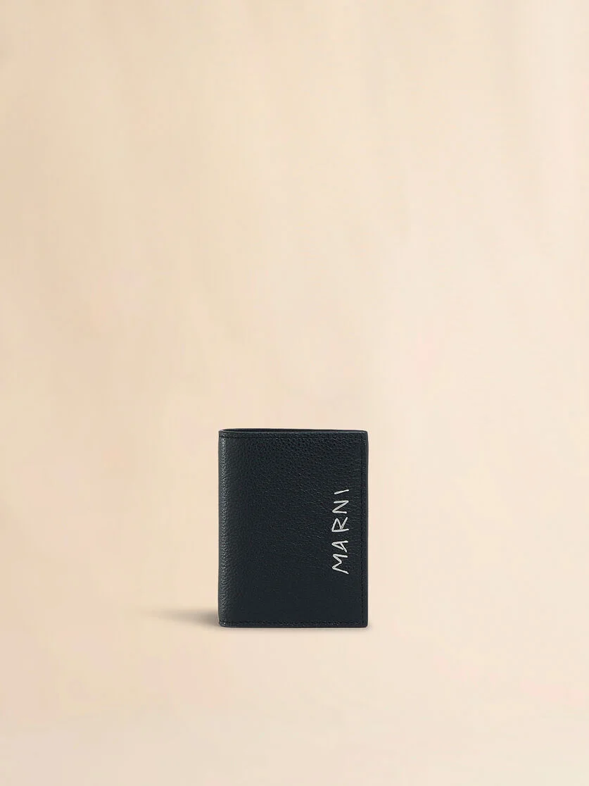 BLACK LEATHER BIFOLD WALLET WITH MARNI MENDING - 1