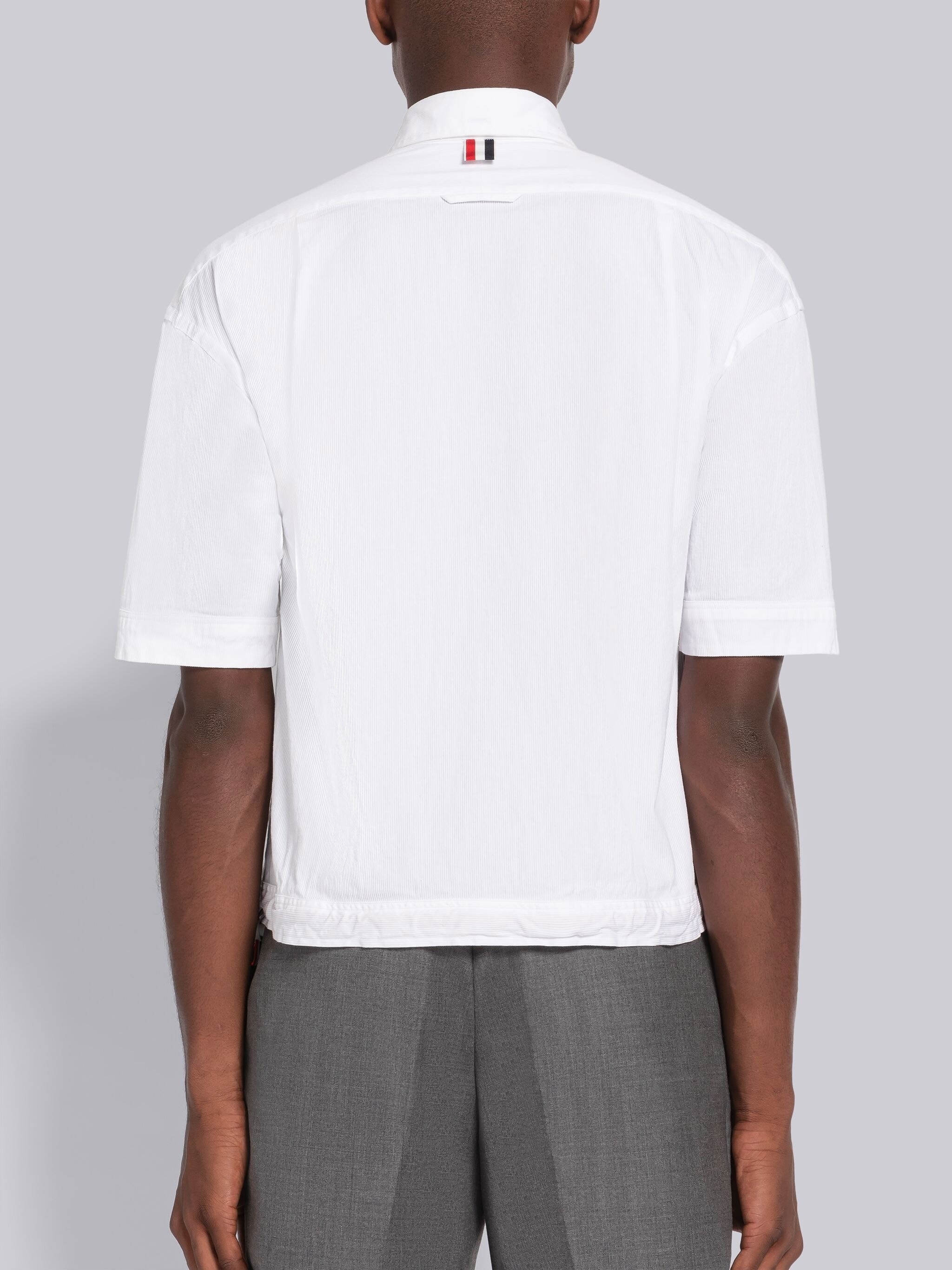 Pincord Drawstring Hem Short Sleeve Shirt - 3