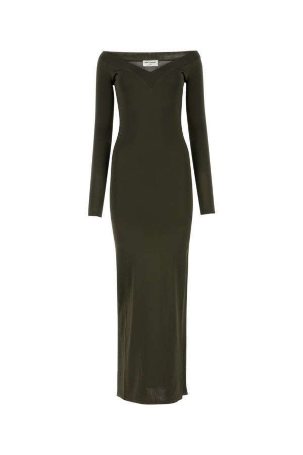 ワンピース SAINT LAURENT Khaki Viscose Blend Long Dress SAINT LAURENT Saint Laurent Woman Khaki Viscose Blend Long