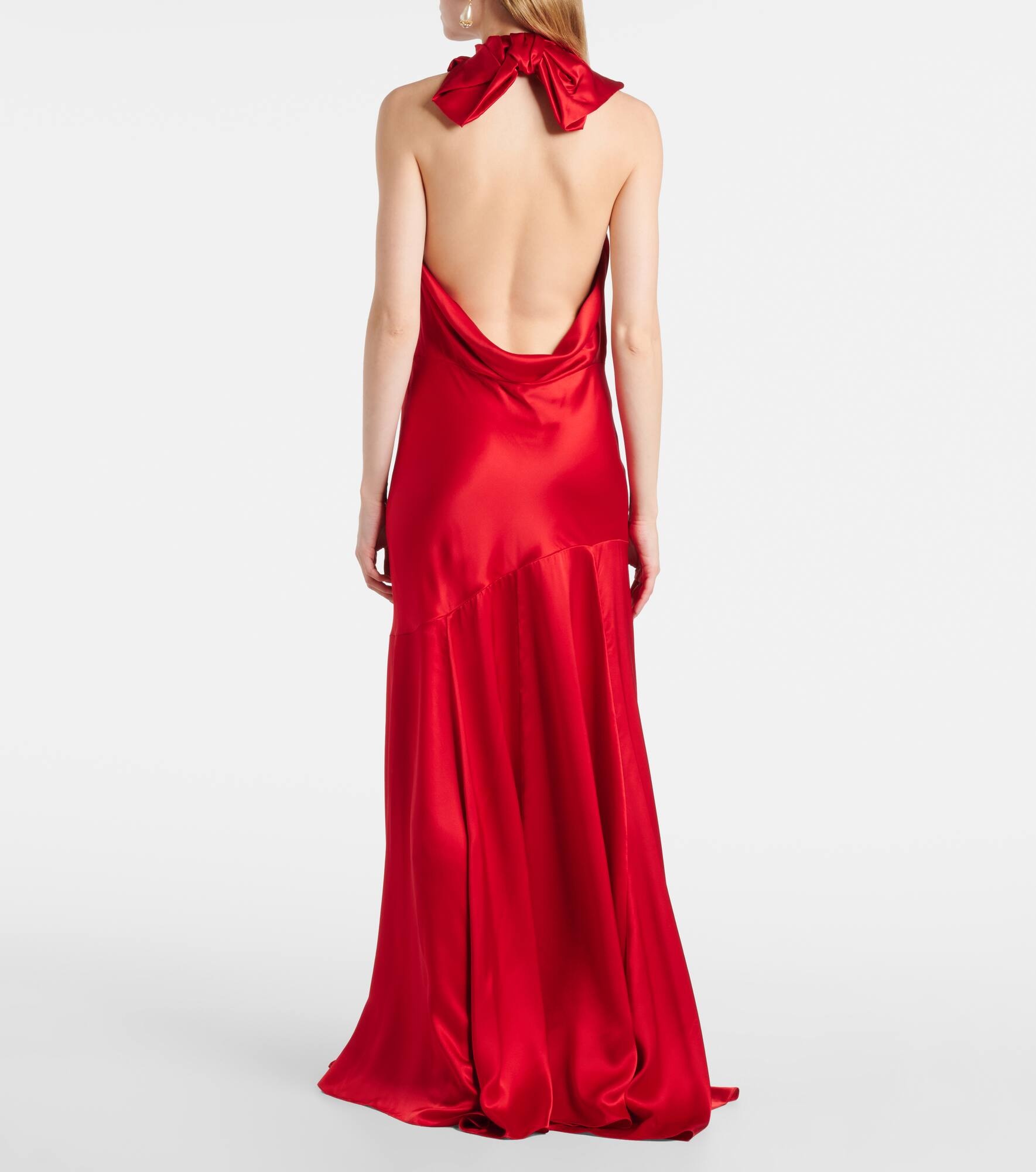 Bow-detail open-back silk satin gown - 3