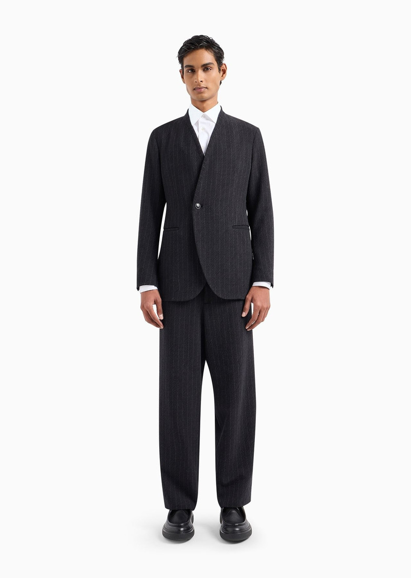Upton Line single-breasted suit in pinstriped jacquard virgin wool 2