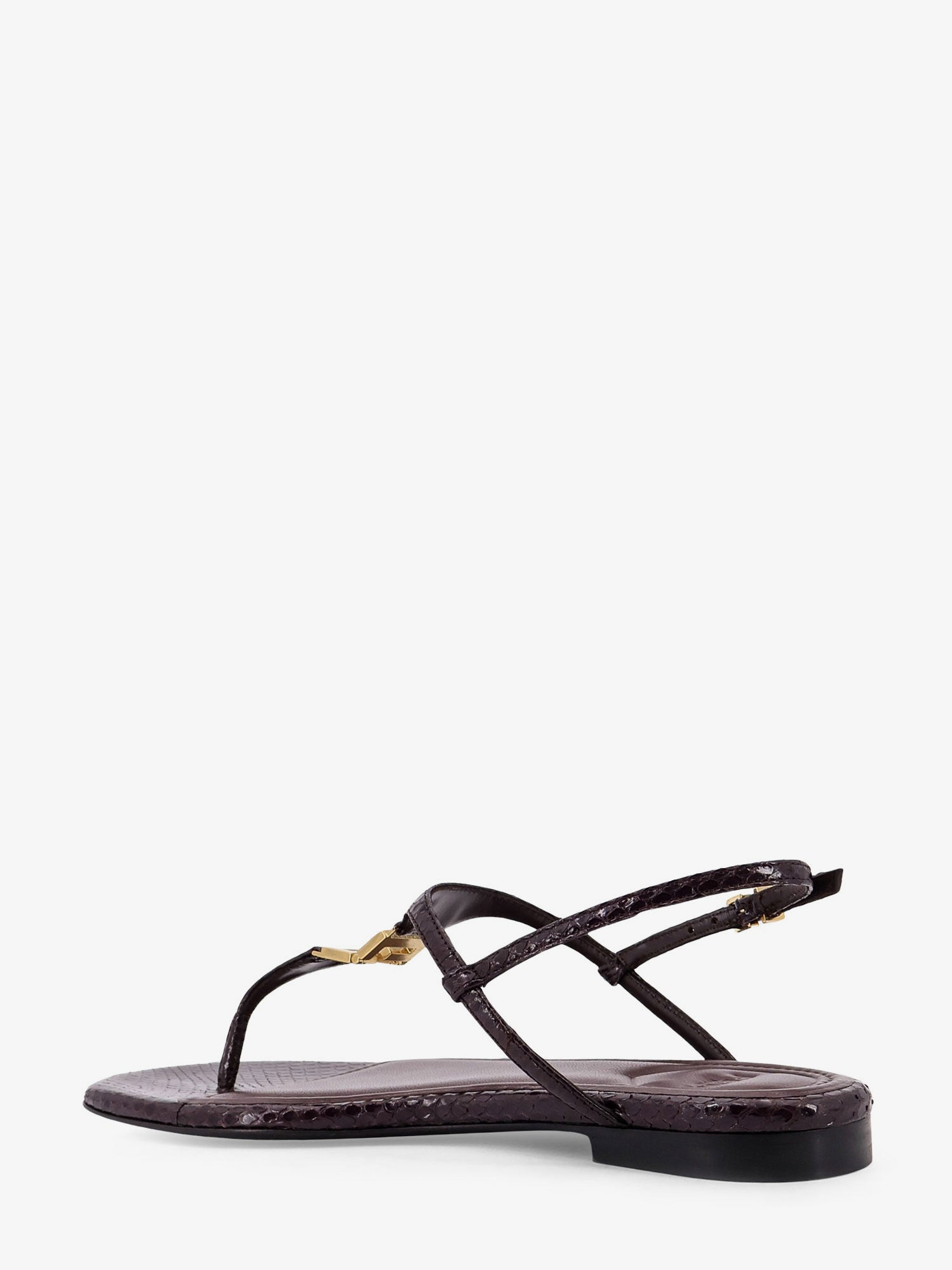 FOLD LEATHER SANDALS WITH REPTILE EFFECT - 3