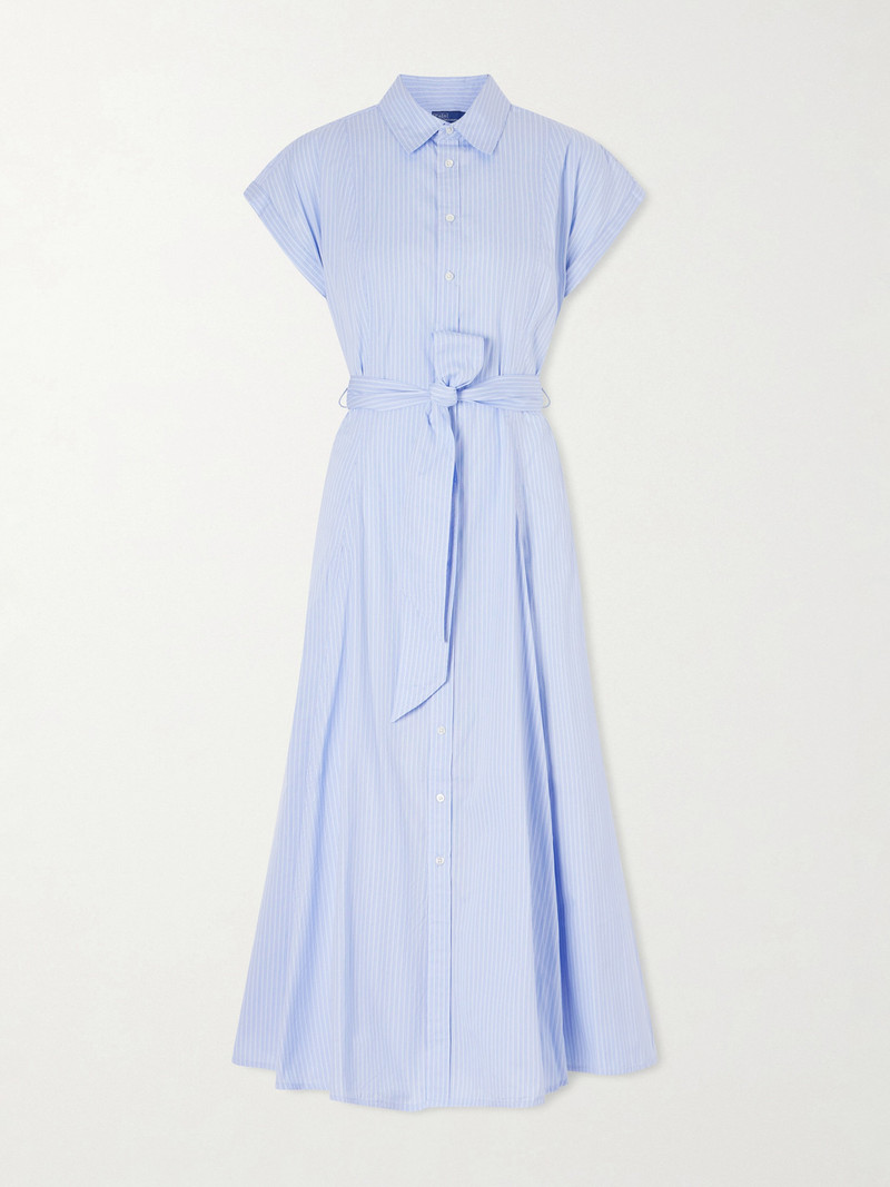 Belted Striped Cotton-poplin Maxi Shirt Dress 1