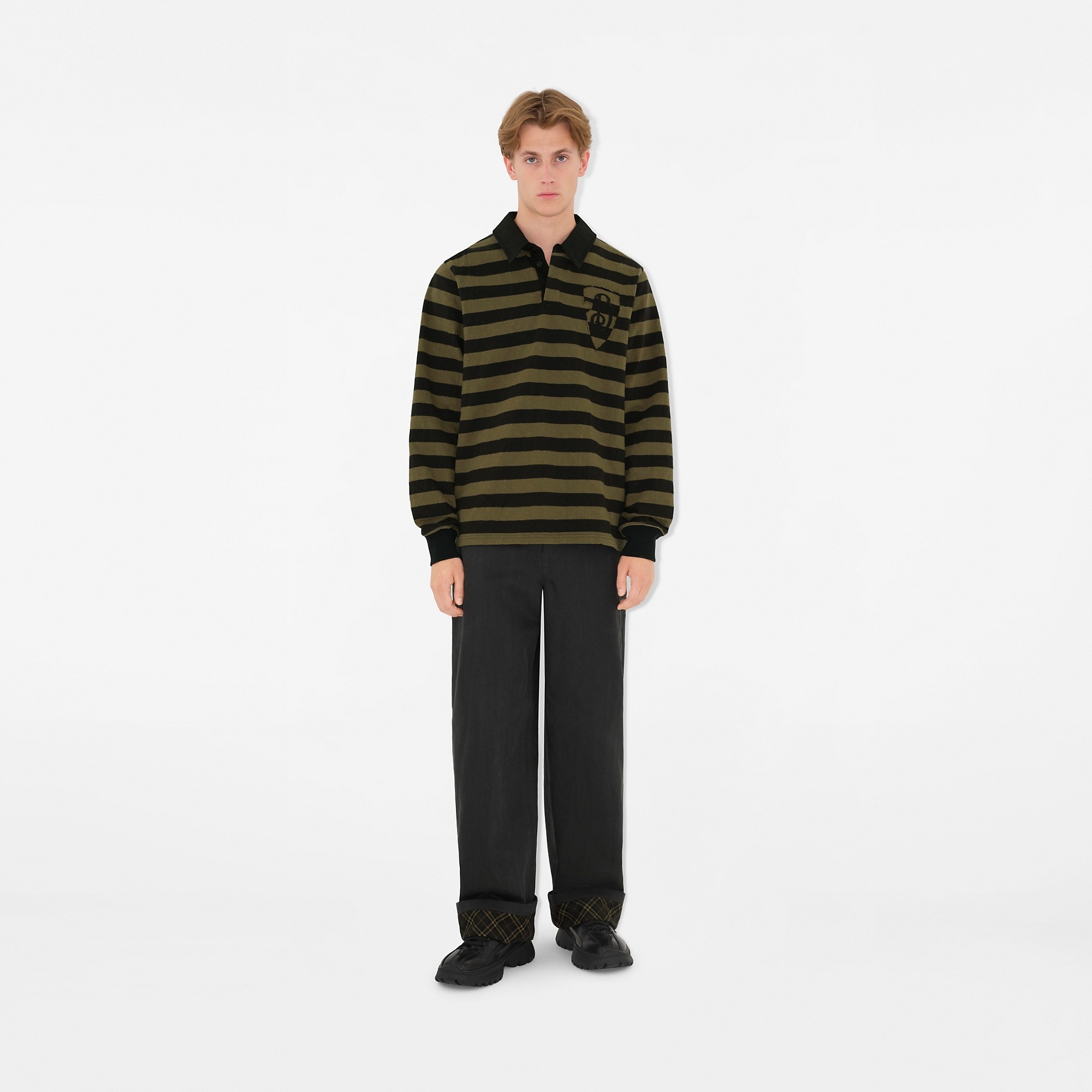 Long-sleeve Striped Cotton Polo Shirt - 2