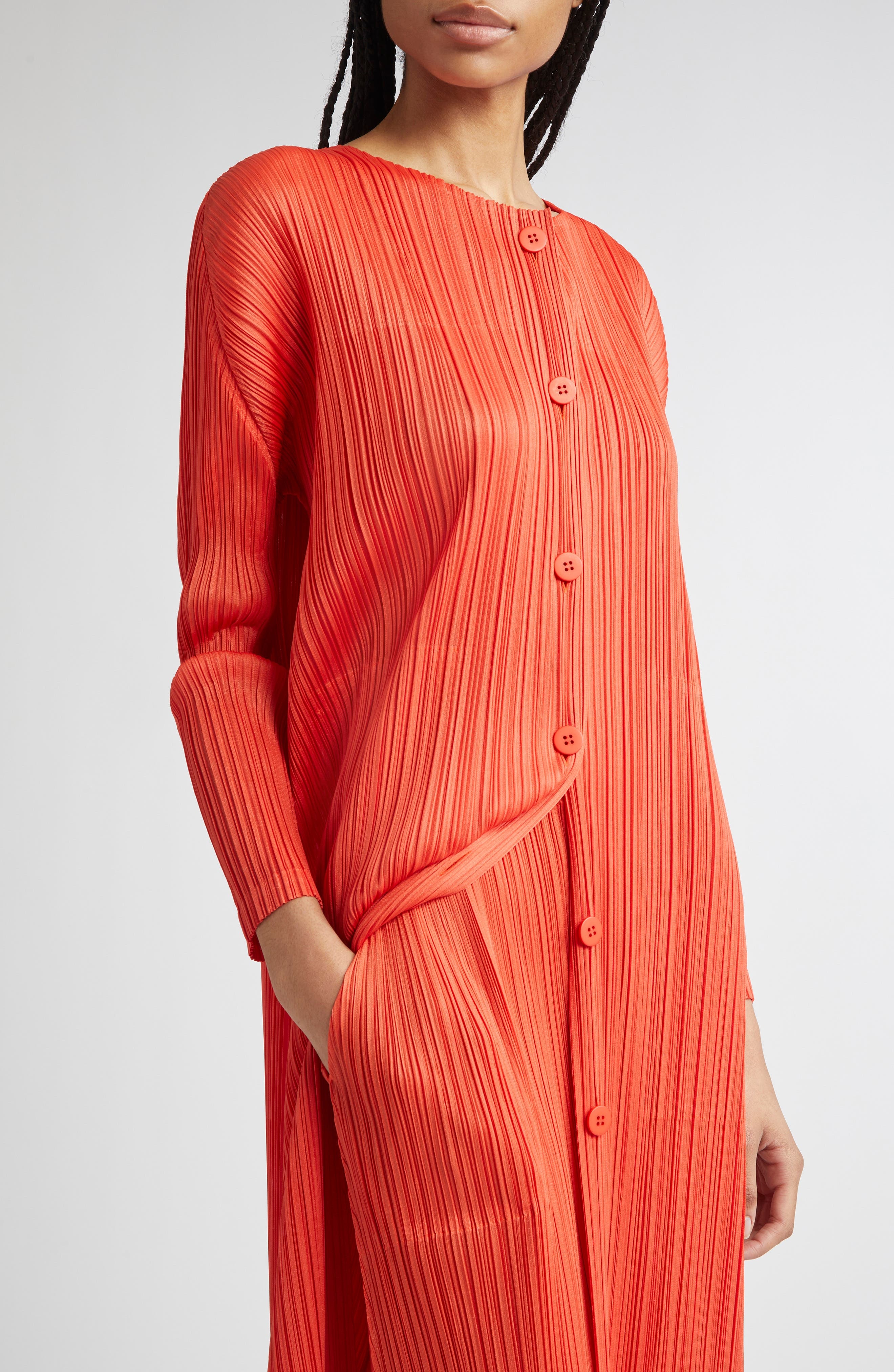 Pleats Please Issey Miyake Monthly Colors February Pleated Cardigan in Red at Nordstrom - 5