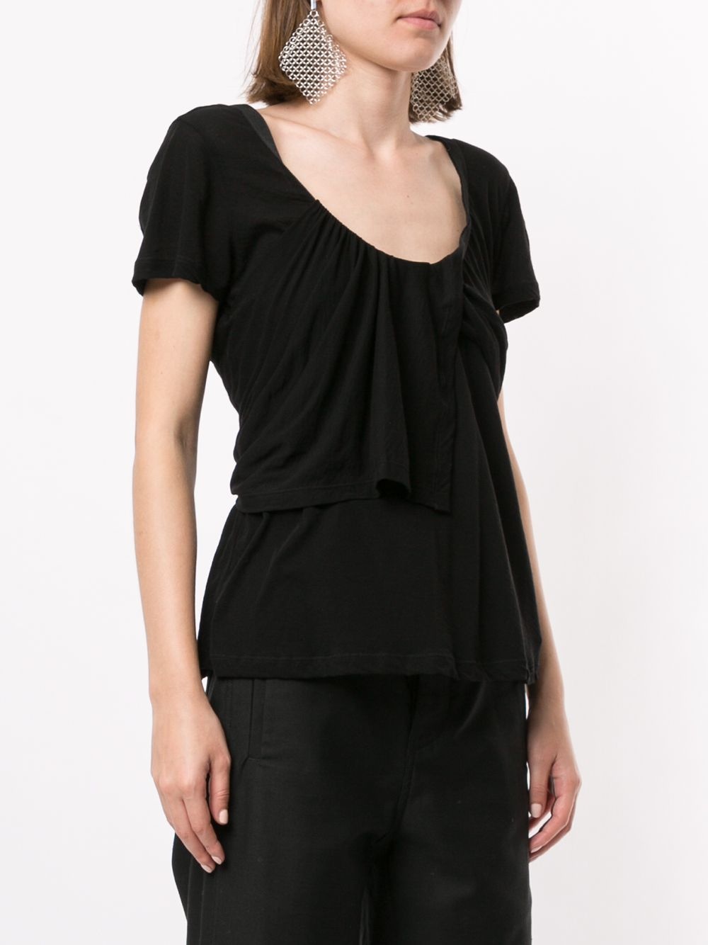 panelled scoop neck T-shirt - 3