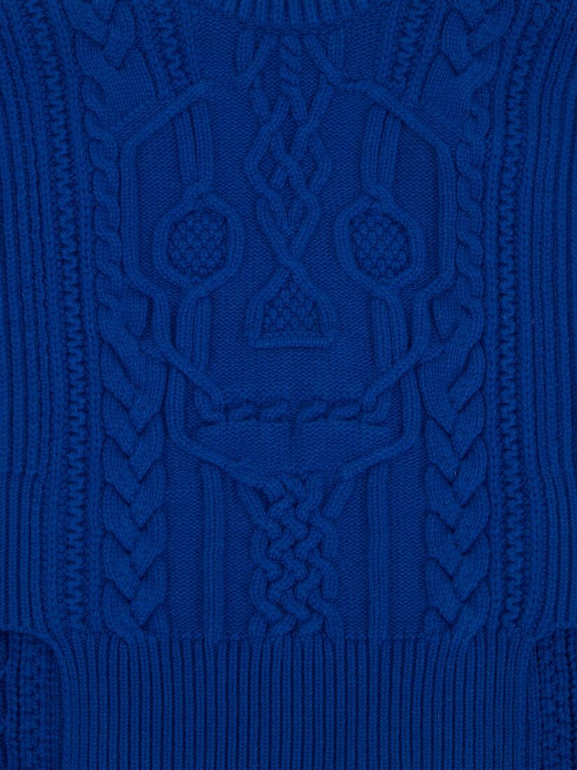 Cable Knit Skull Scarf in Electric Blue - 3