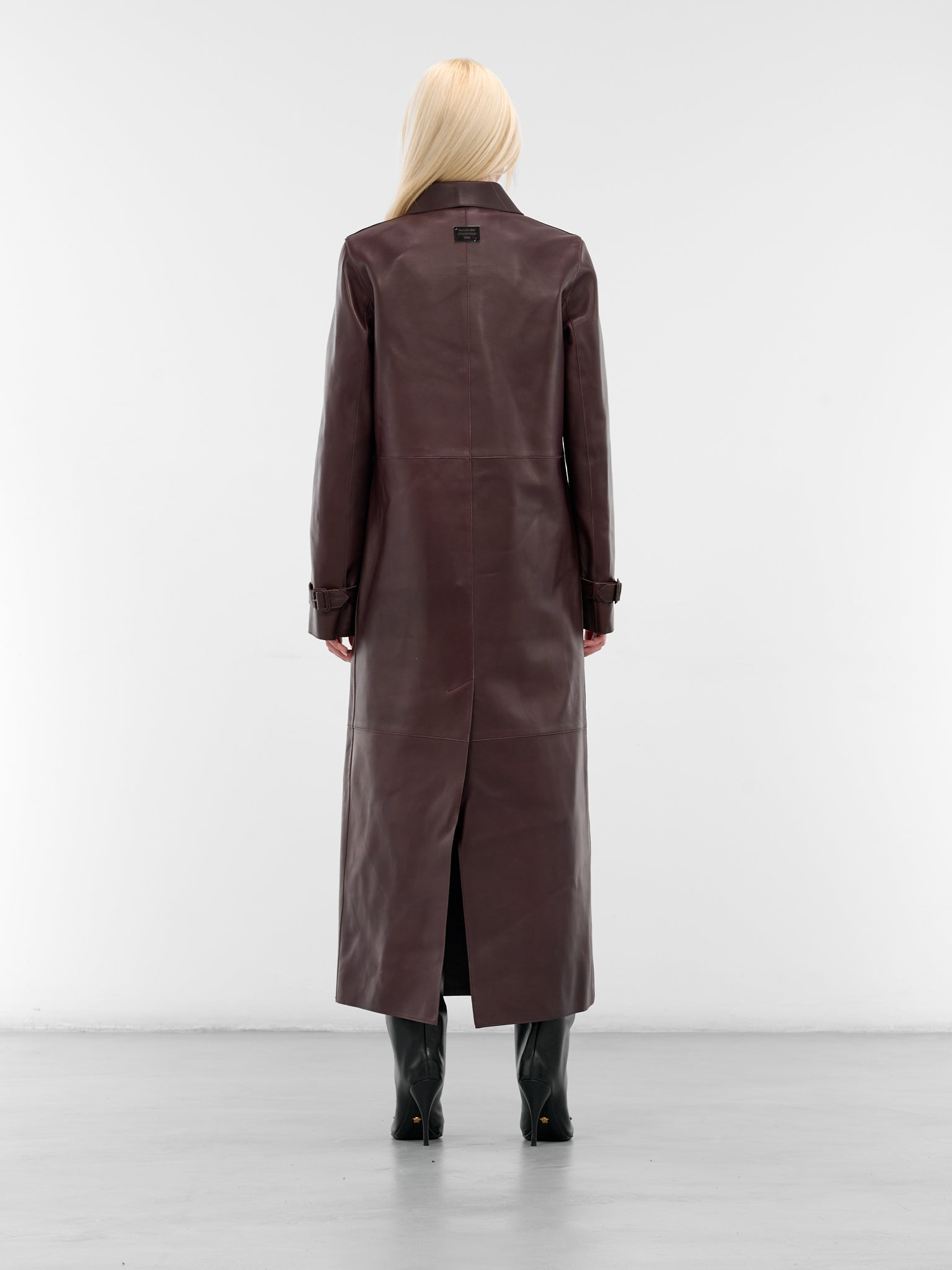 Brown Leather Long Coat - 3