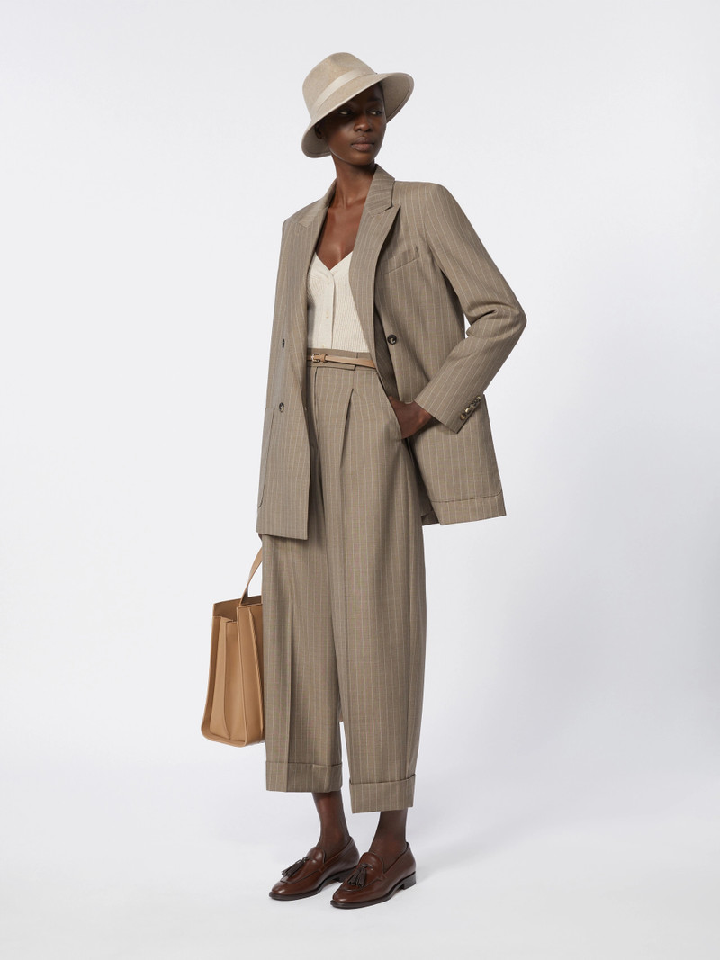 Max Mara Oversized pinstripe woollen cloth blazer - HAZELNUT BROWN outlook