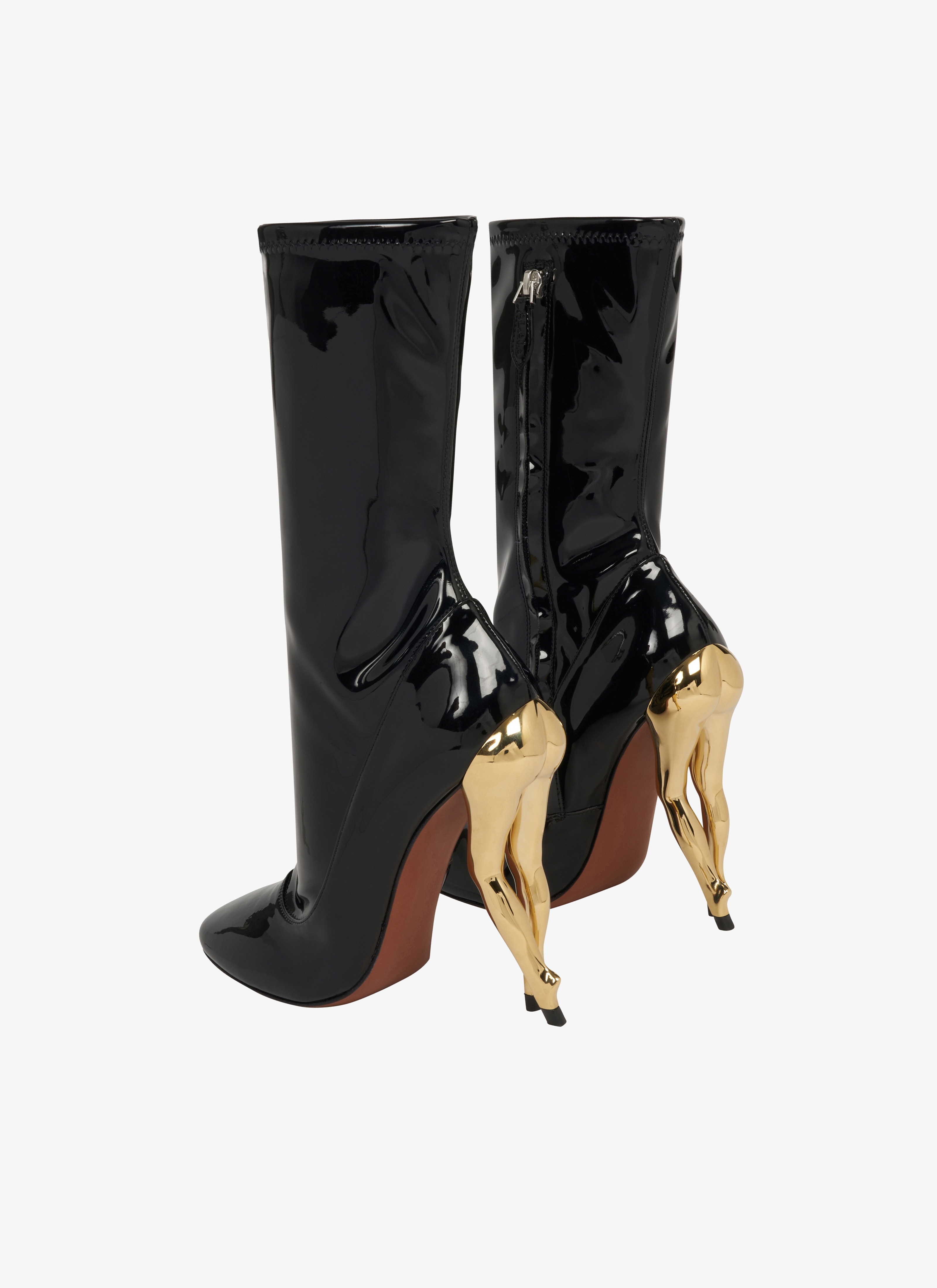 CABARET BOOTIES IN PATENT CALFSKIN - 2
