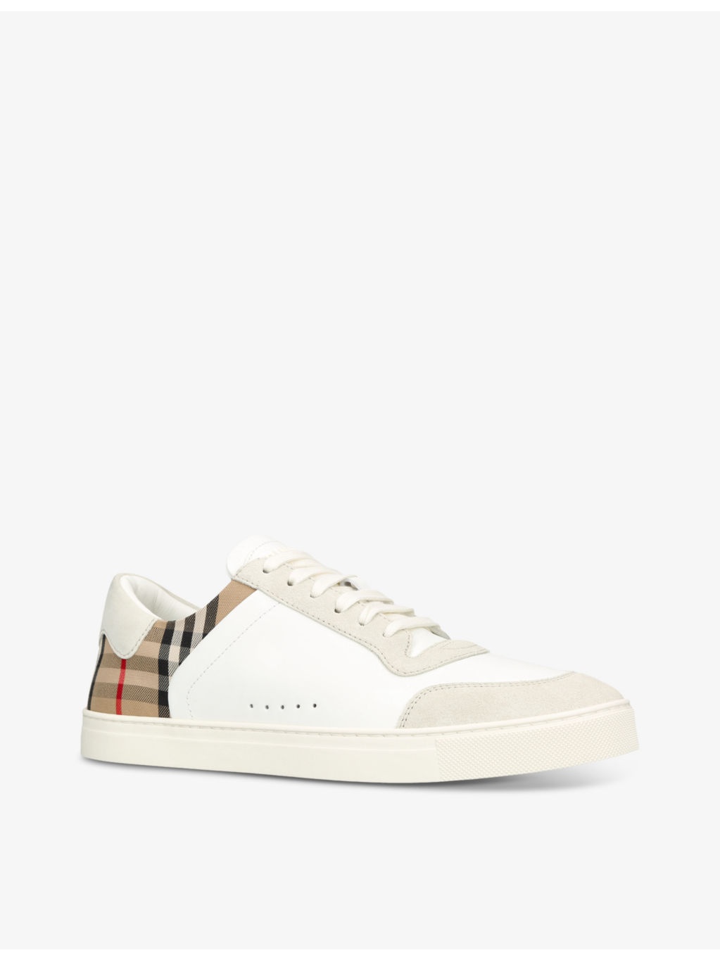 Stevie check-print leather low-top trainers - 3