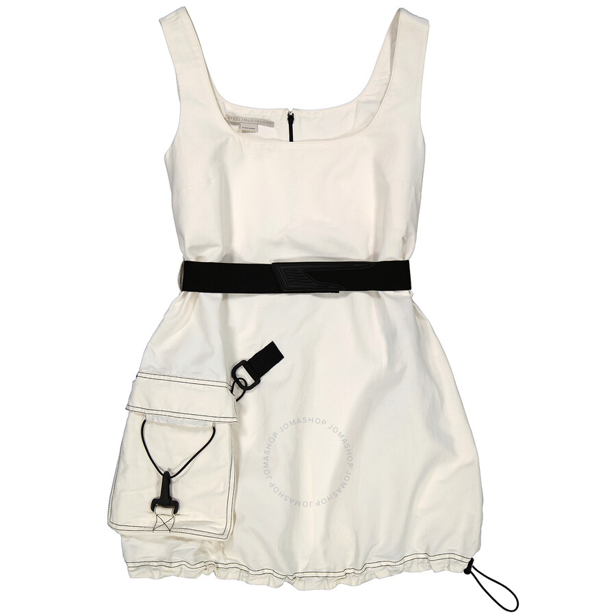 Stella McCartney Ladies Cream Sleeveless Belted Mini Dress - 1