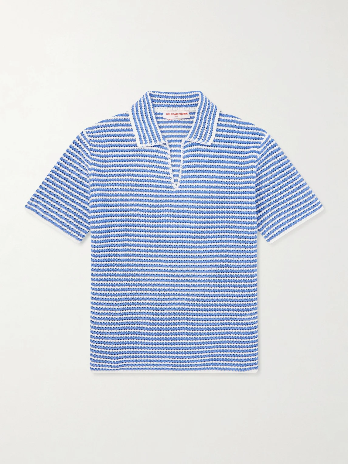 Batten Striped Open-Knit Cotton Polo Shirt - 1