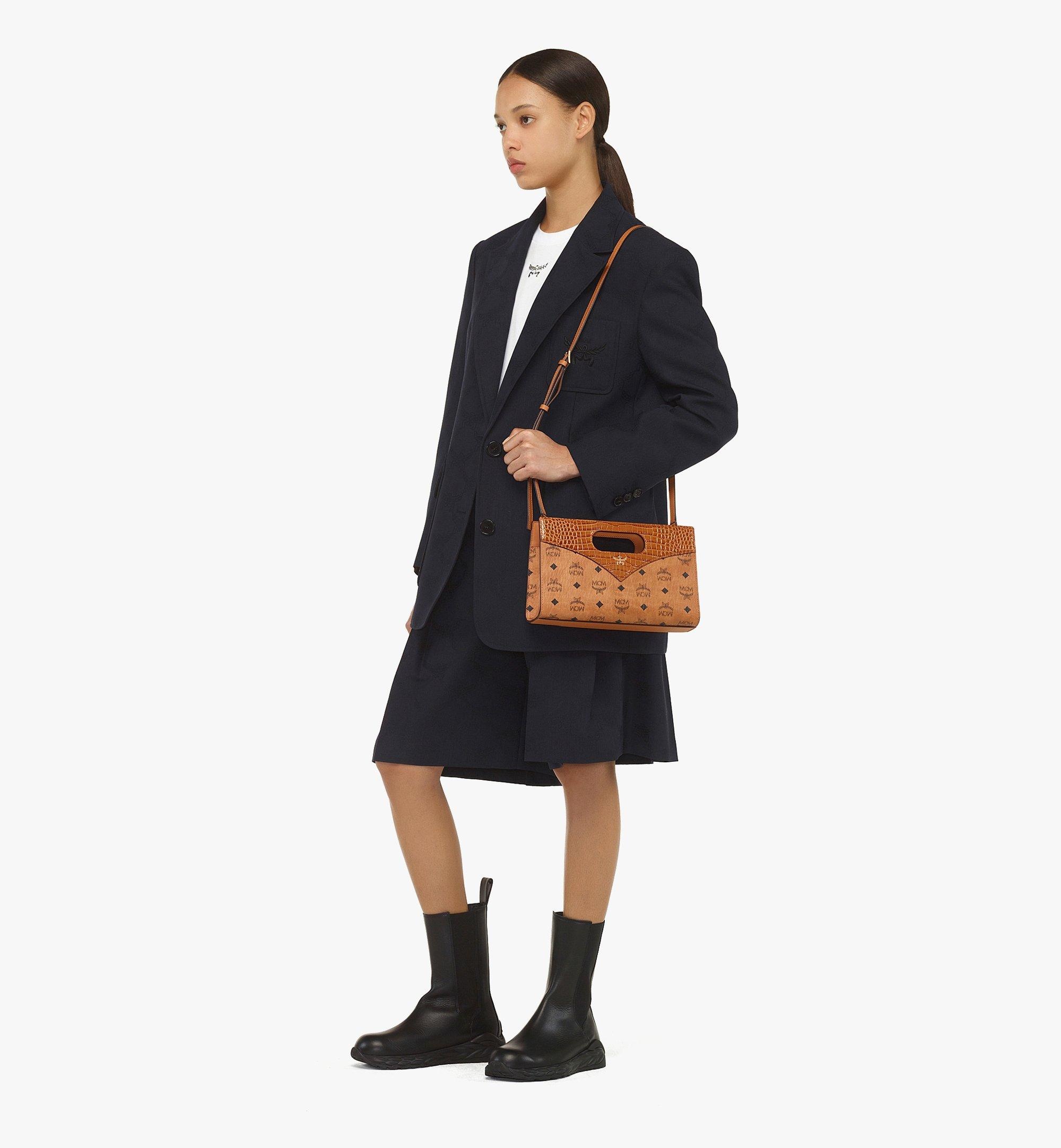 Diamond Tote in Visetos and Croco-Embossed Leather - 2