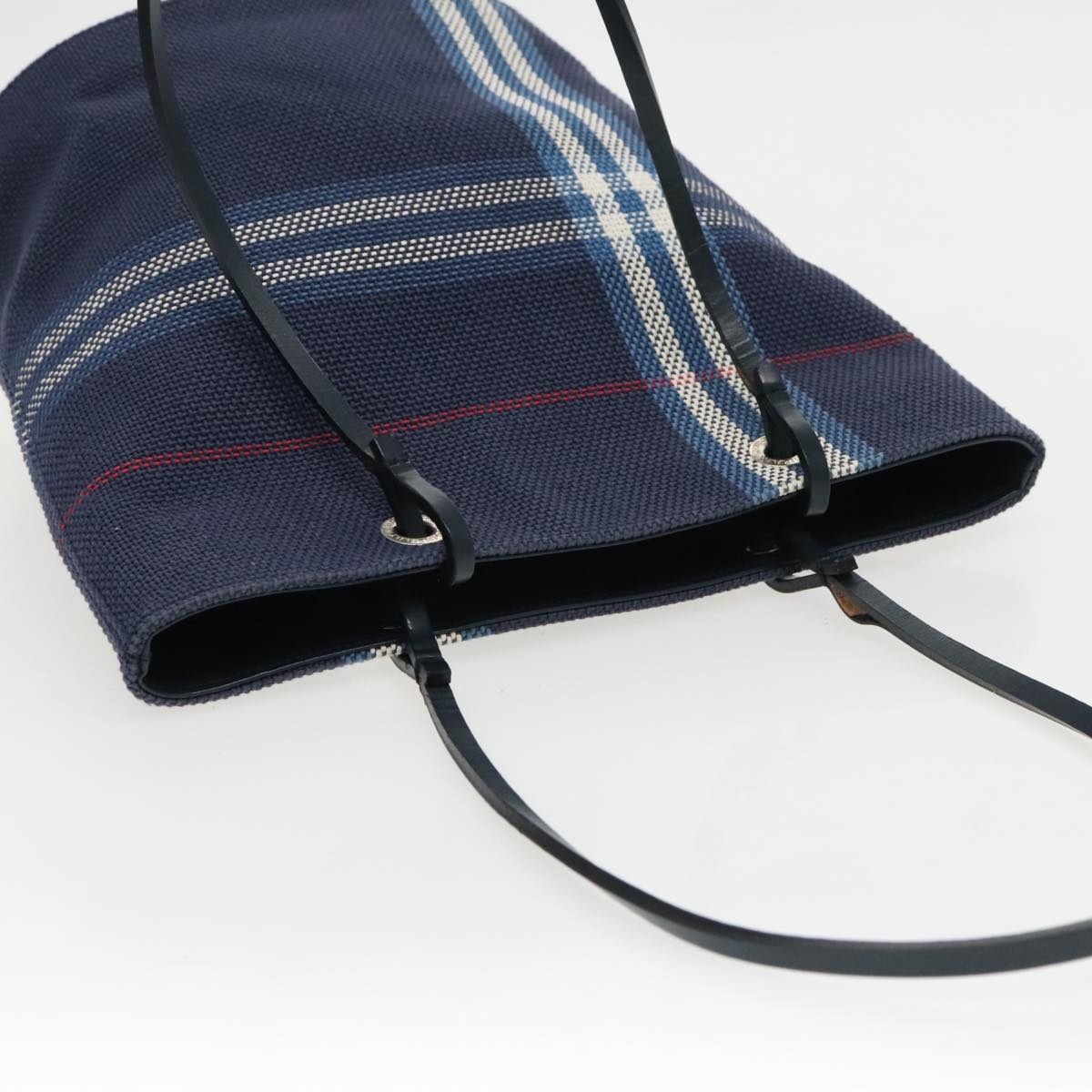 Burberry Nova Check Tote Bag Canvas Navy Silver - 6