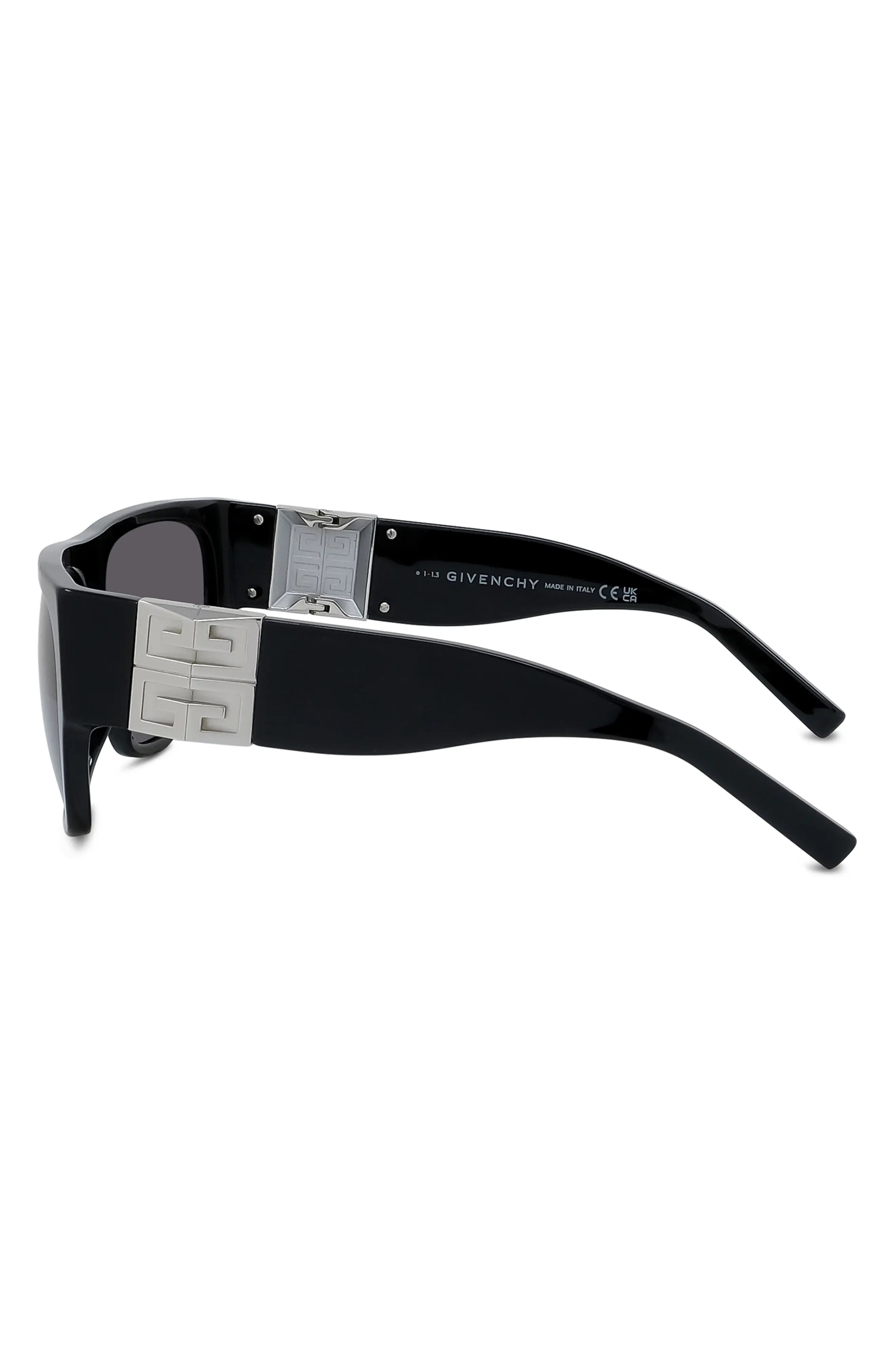 4G Rectangular Sunglasses in Shiny Black /Smoke - 4