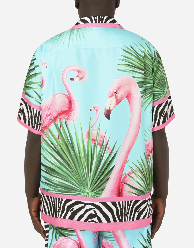 Flamingo-print cotton Hawaiian shirt - 7