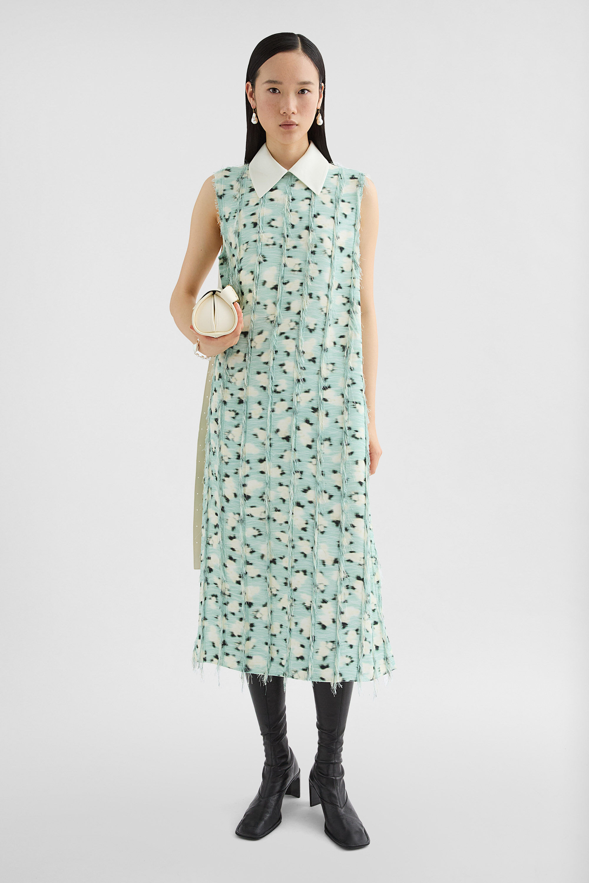 Fringed Fil Coupe Printed Dress - 6