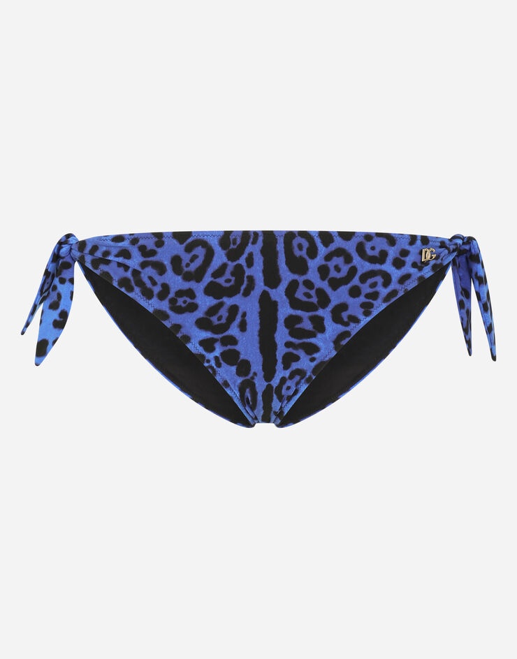 Bikini bottoms with neon leopard print with ties - 1