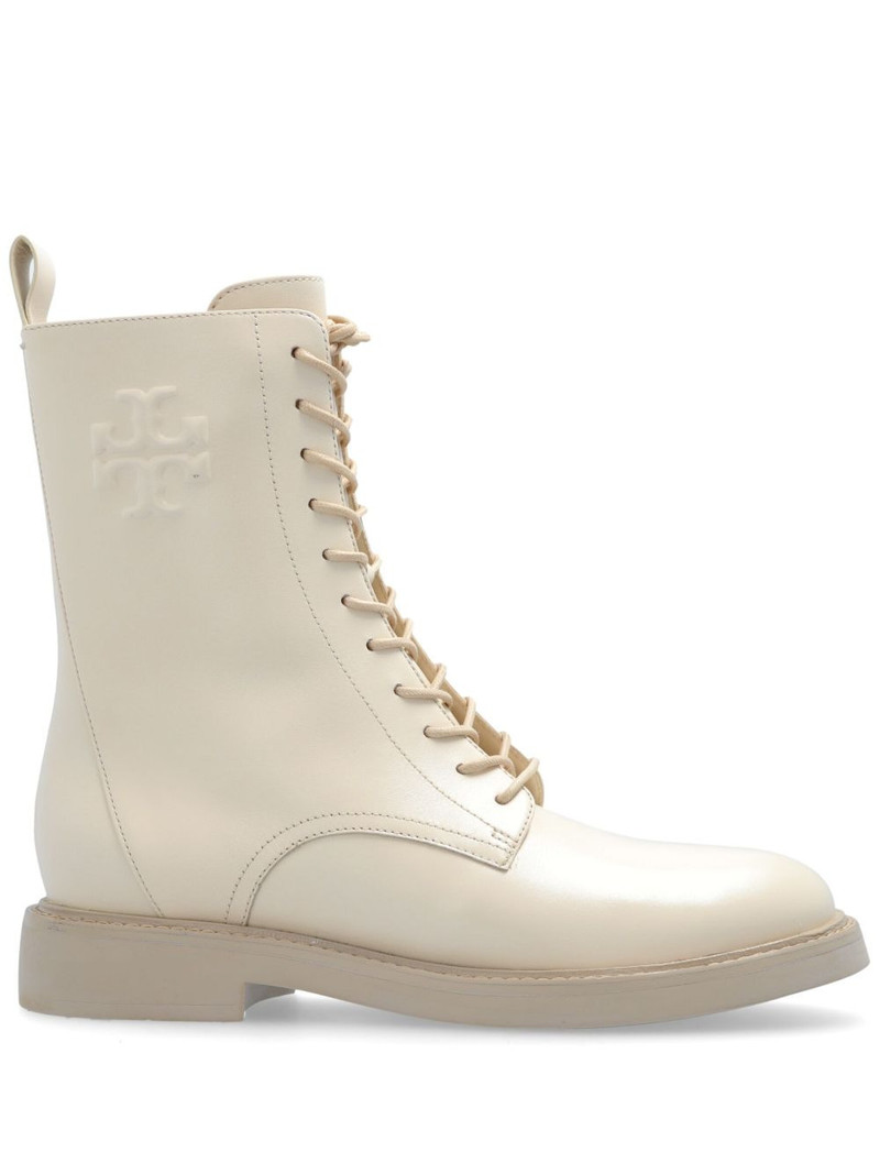 logo-embossed leather boots 1