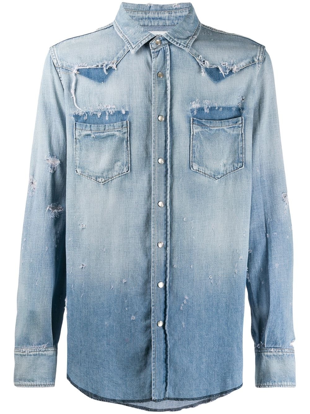 distressed Western denim shirt - 1