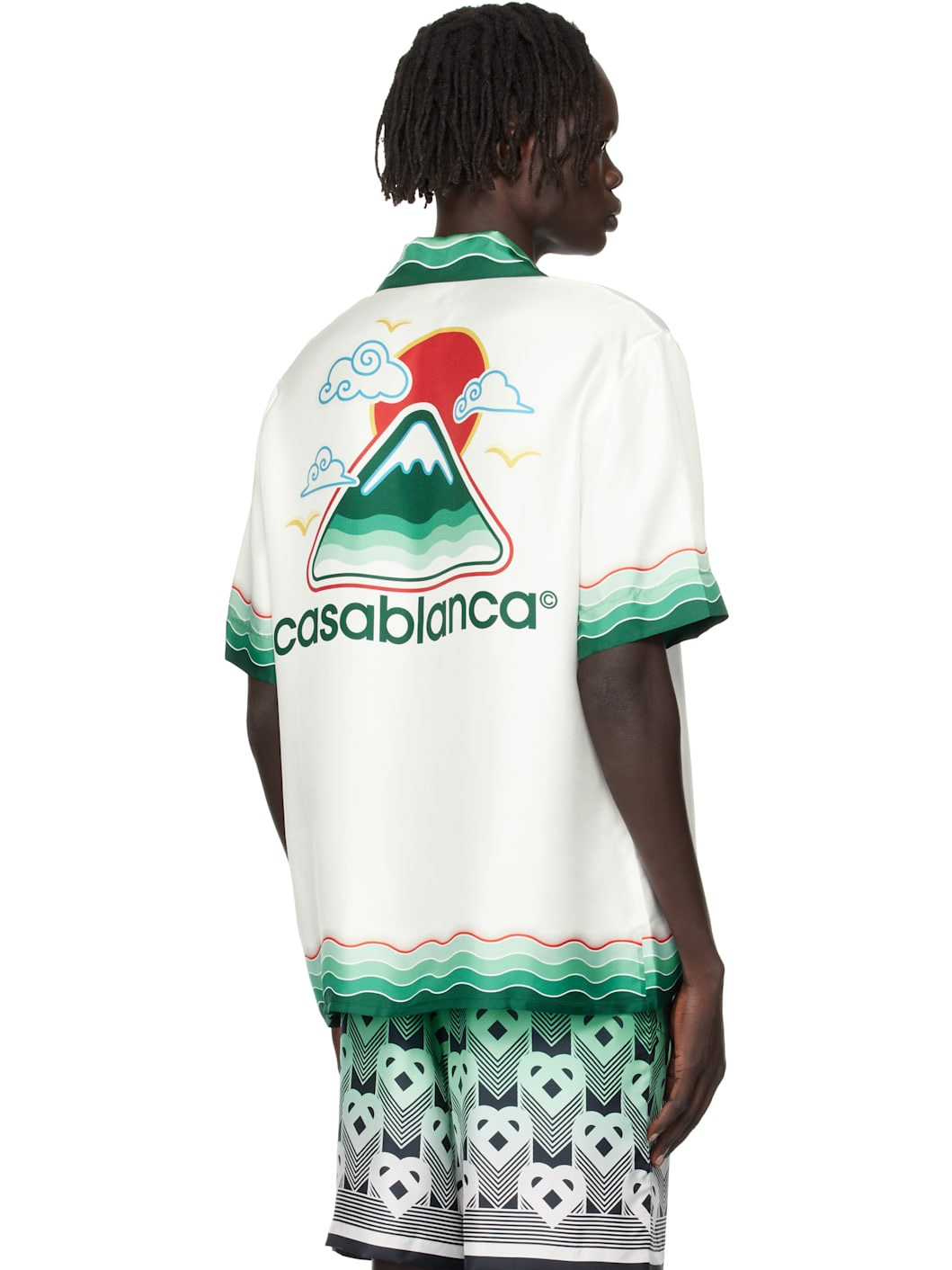 White Montagne Ondulee Silk Short Sleeve Shirt - 3