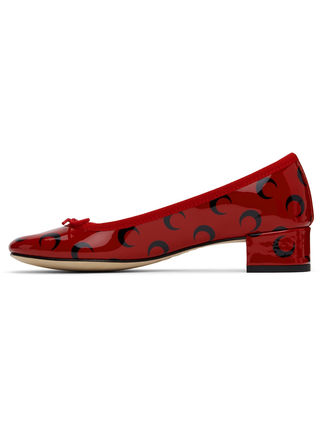 Red & Black Repetto Edition Camille Moon Printed Leather Heels - 3